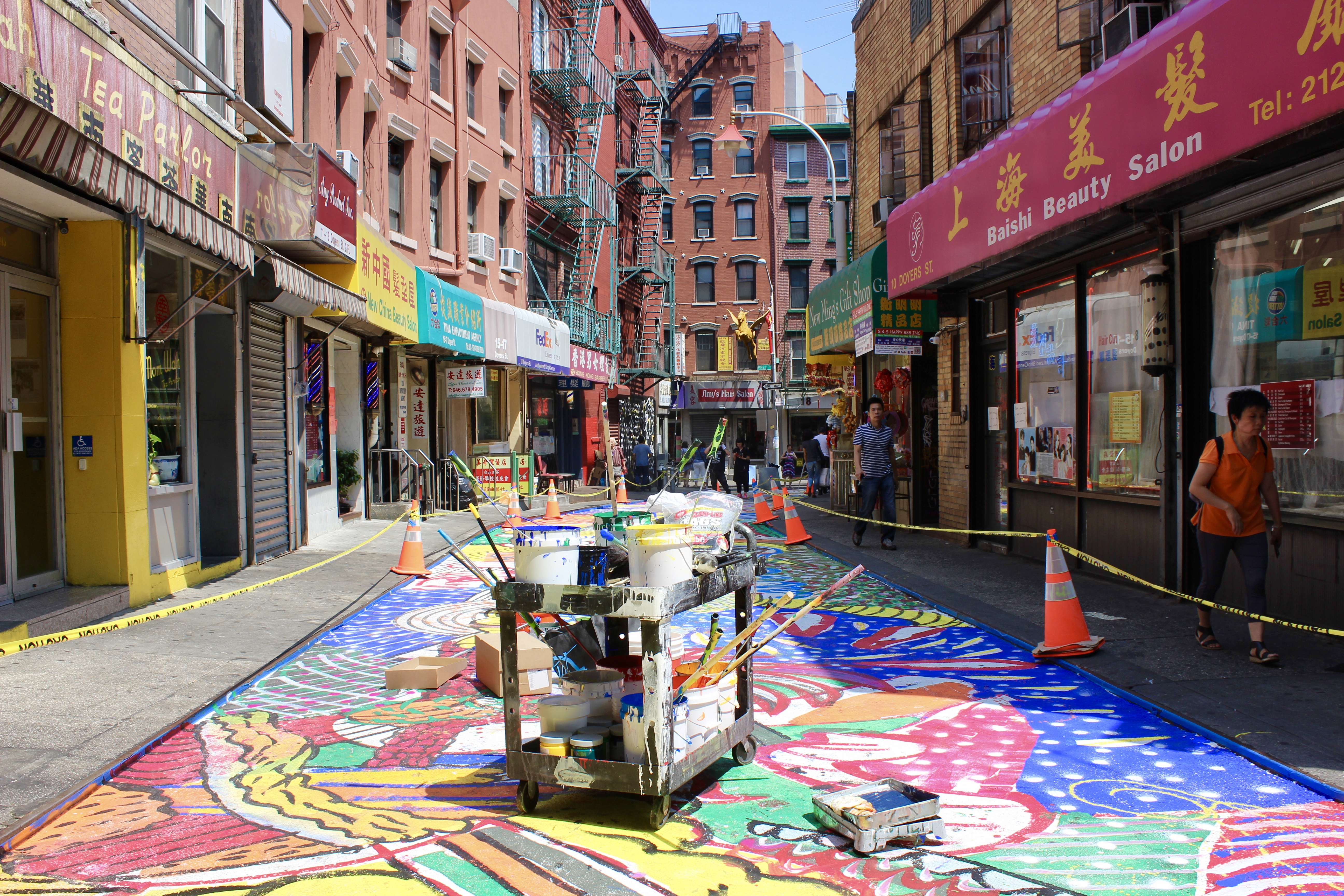 Photos: Historic Doyers Street Is Getting A Giant Mural Painted