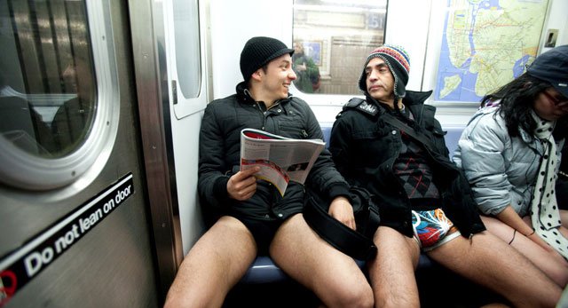 Subway lingerie gay licking