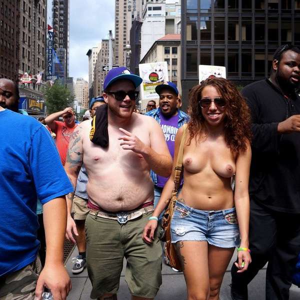 NSFW Photos, Video: Women Bare Breasts For NYC Go Topless Day 2014.