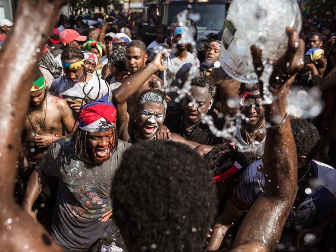Revelers at J'Ouvert in 2018.
