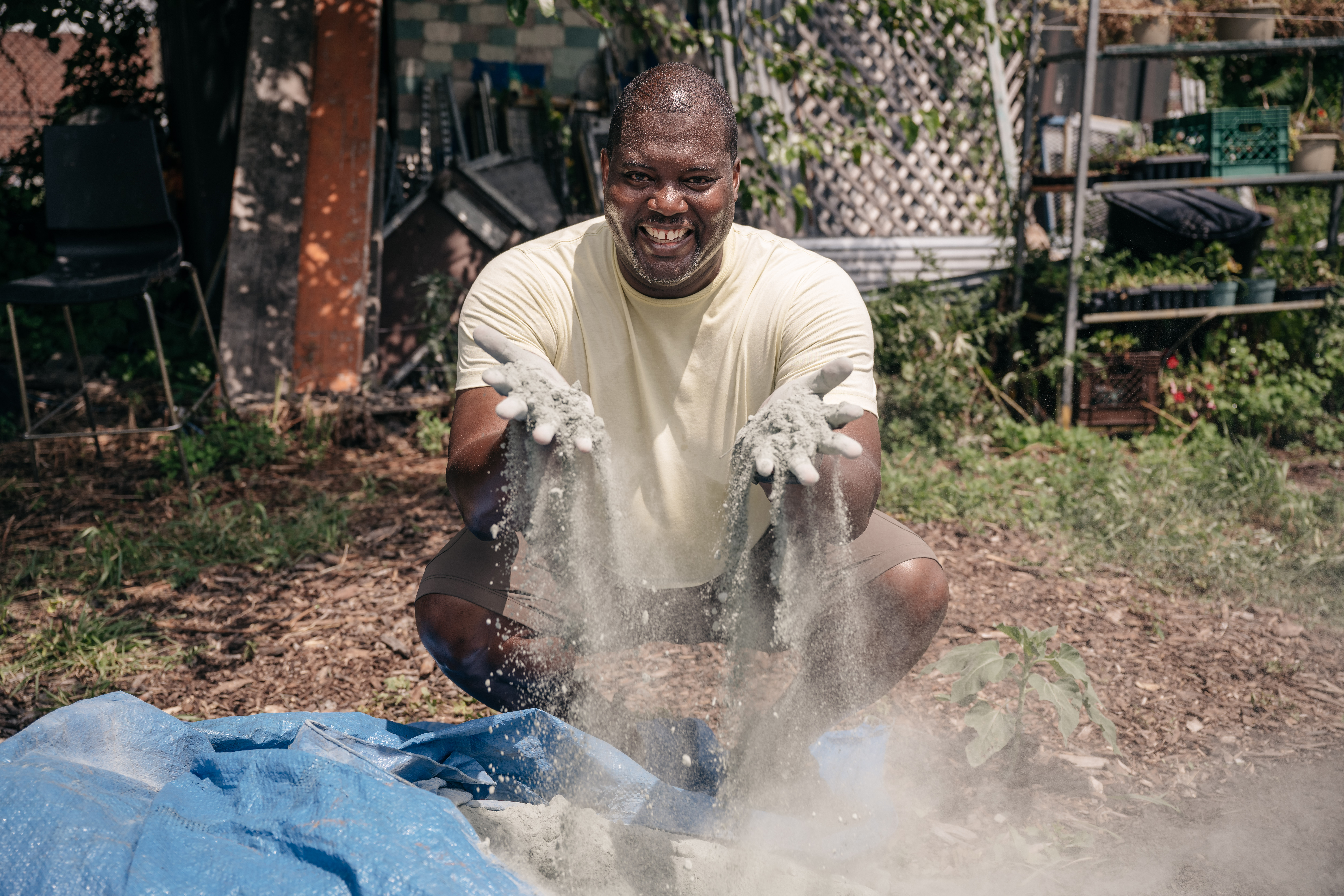 Brooklyn scientist tries out &lsquo;rock dust&rsquo; to grow better garden and fight carbon pollution