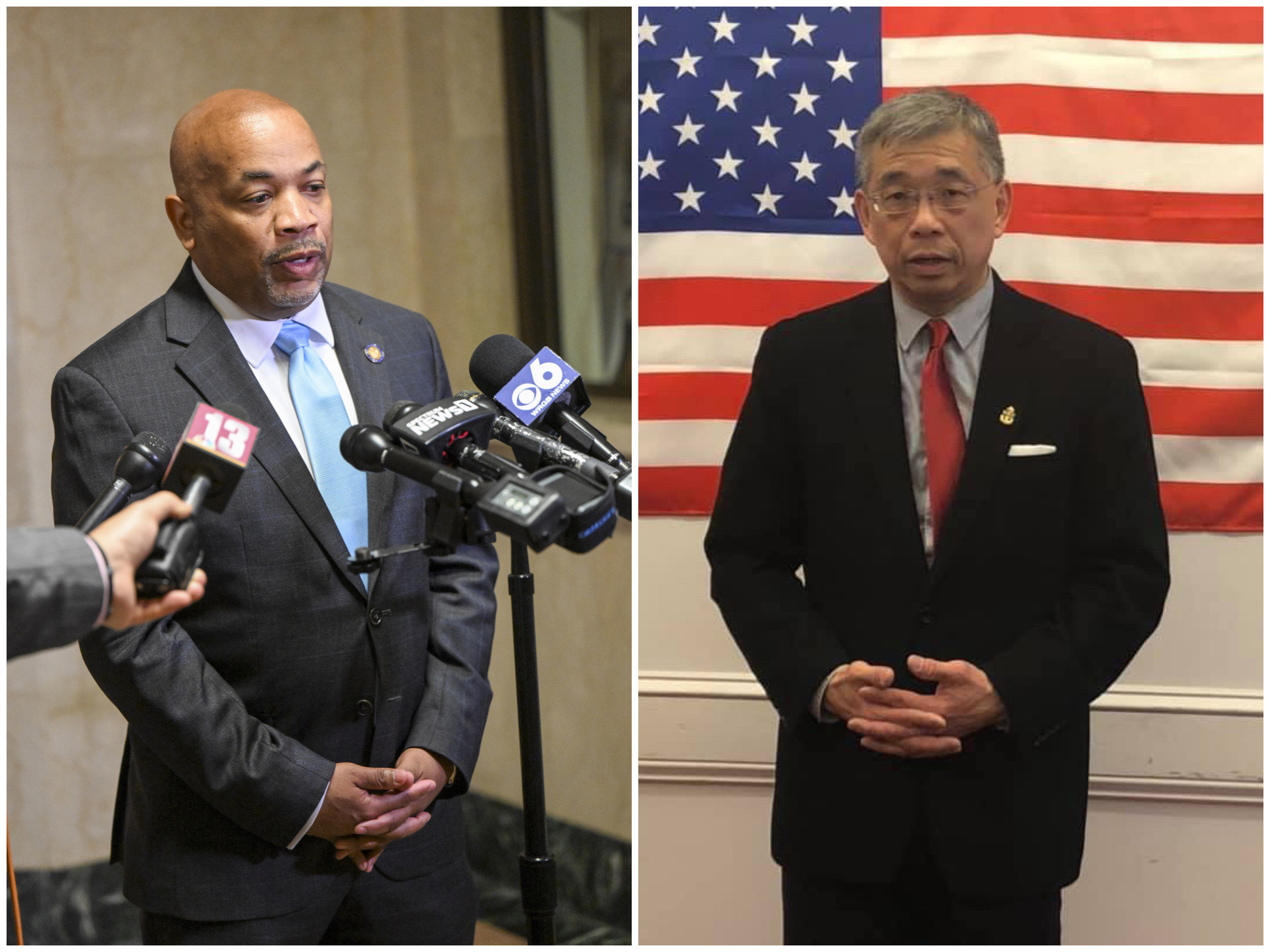 Speaker Carl Heastie (left) says "serious questions have been raised regarding the status of Assemblymember-elect Lester Chang’s eligibility to assume office given the residency requirements for service in the New York State Assembly."