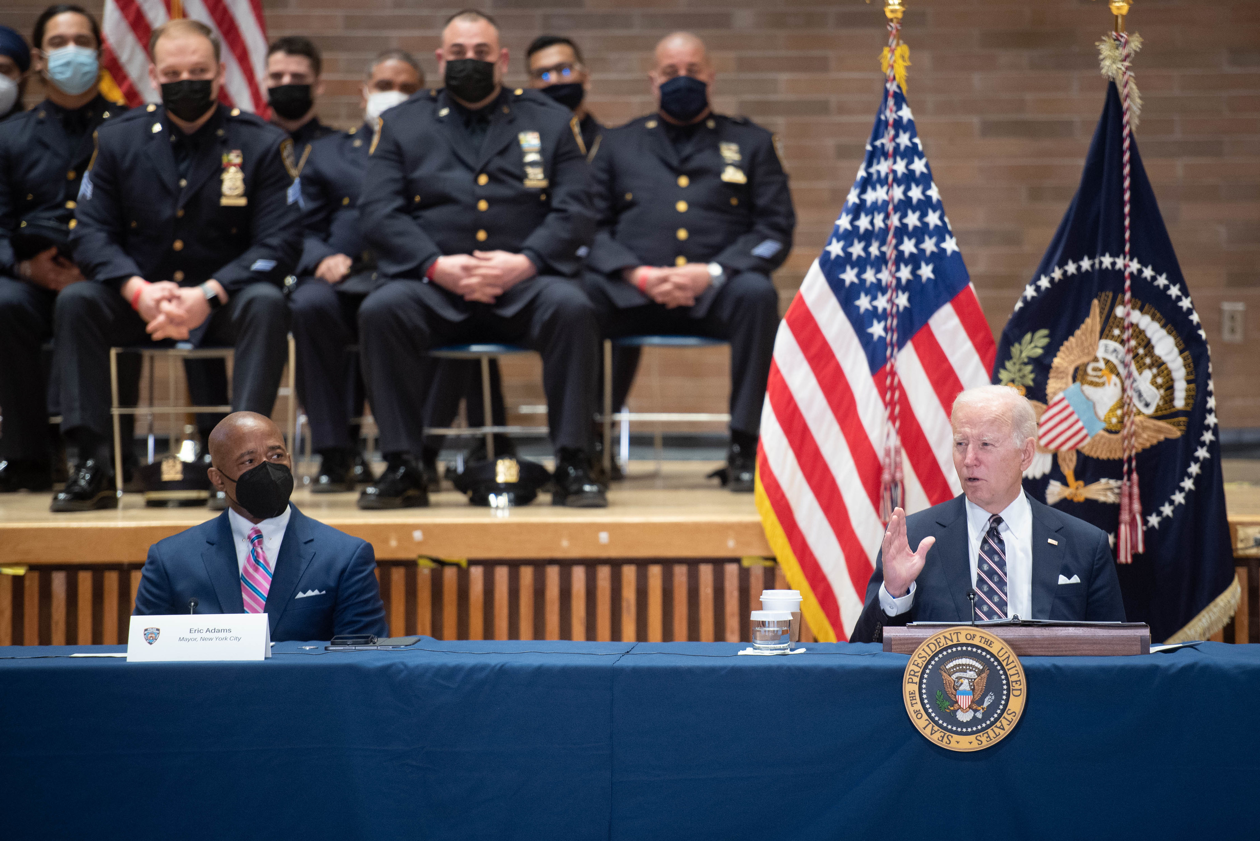 At NYPD Headquarters, President Biden Tells Adams, &ldquo;You Can Count On Me&rdquo;
