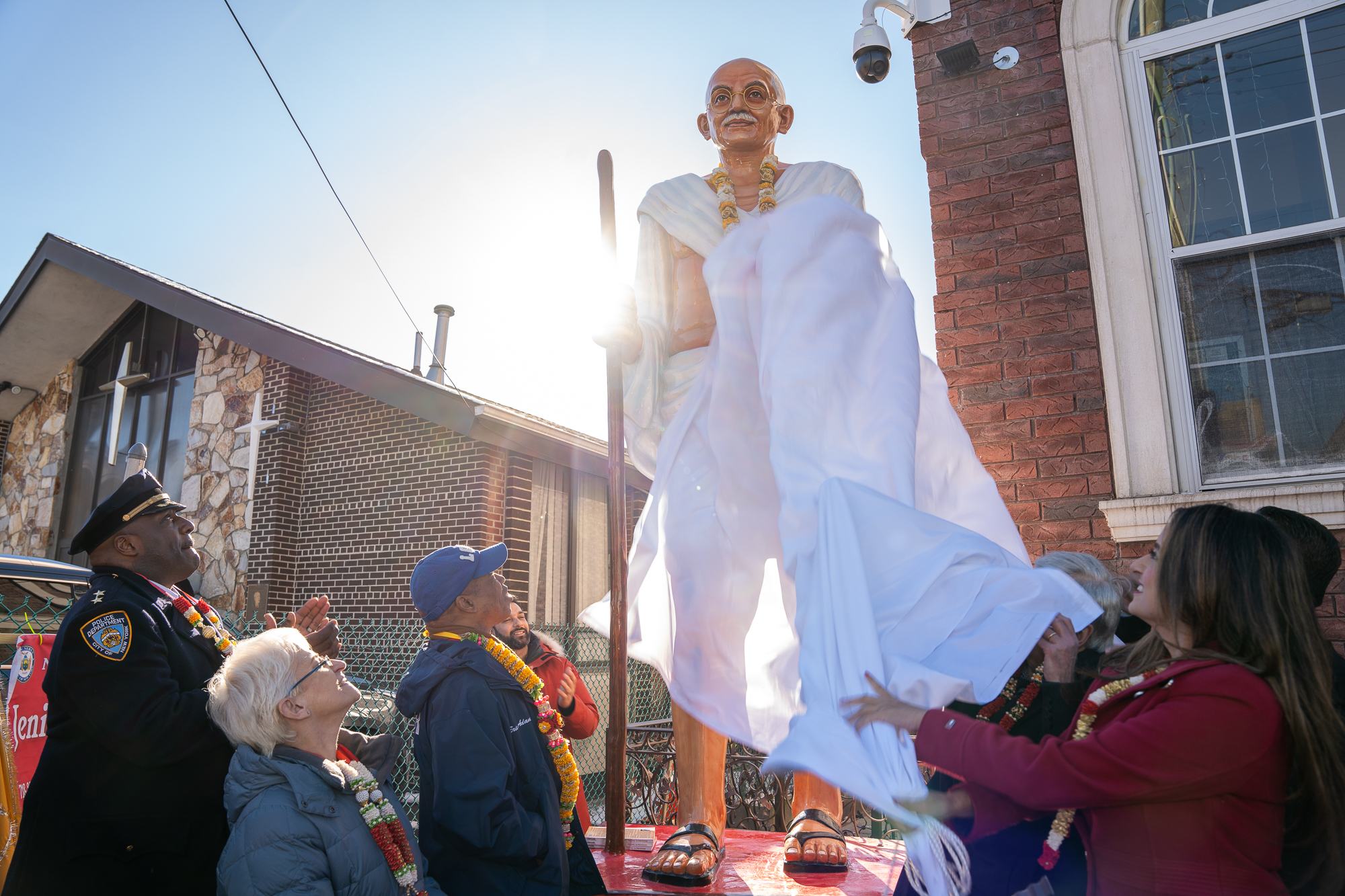A new Gandhi statue rises in Queens where another was destroyed