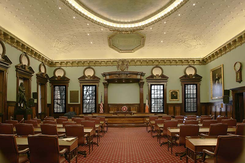 A stock image of the City Council Chambers
