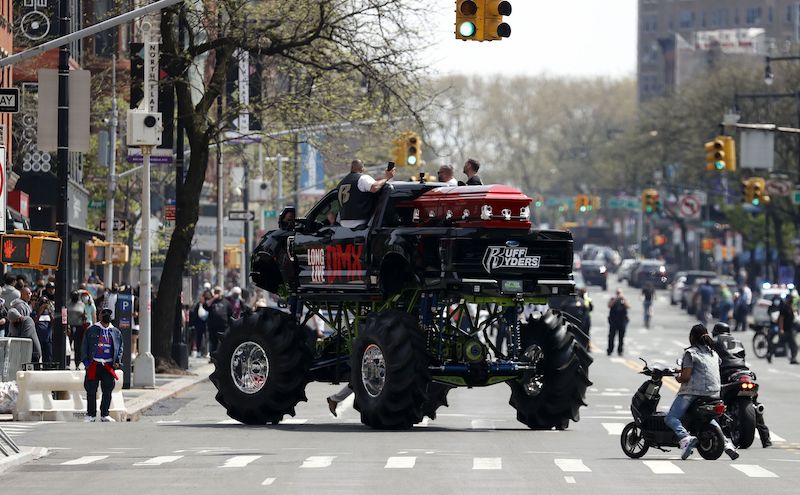 Monster Truck Carries Coffin In Biker Caravan To DMX&rsquo;s Memorial At Barclays Center