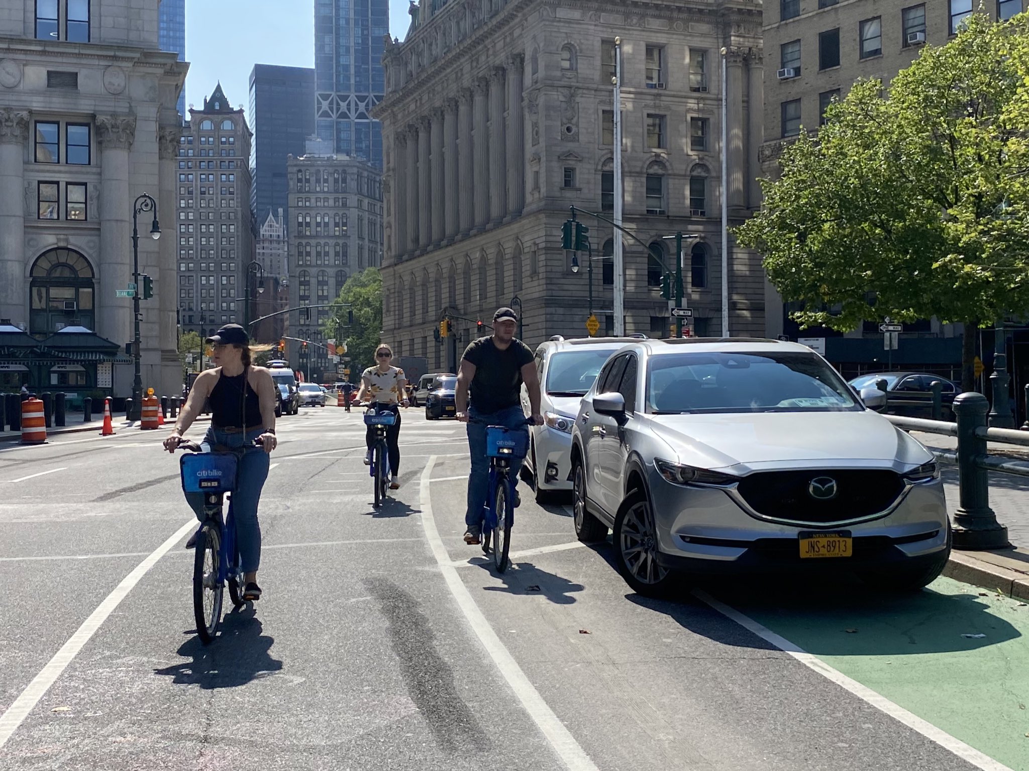 De Blasio Promises Answers After NYPD Personal Vehicles Take Over Brand New Bike Lane