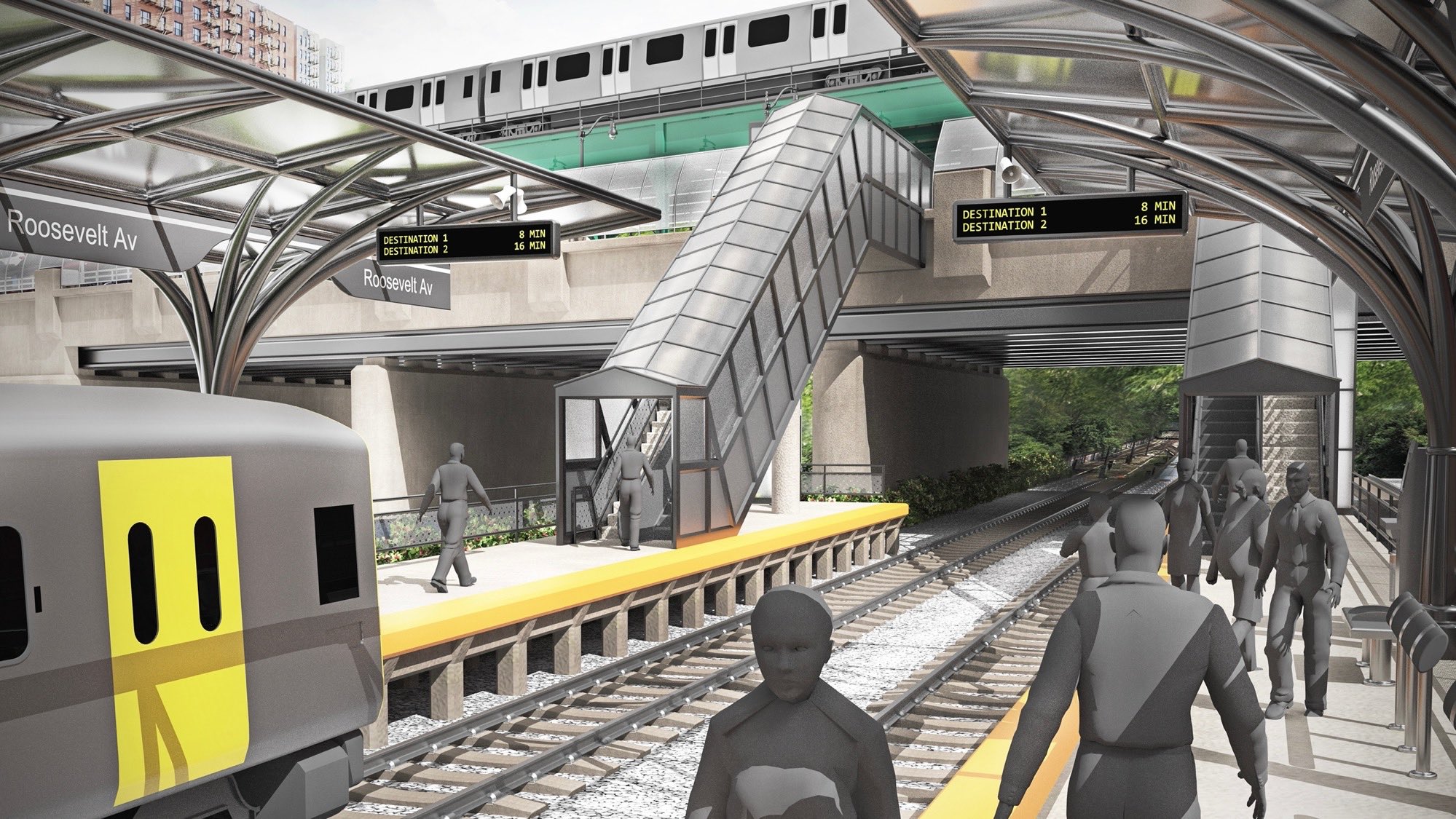 Renderings of what the Inter-borough express would look like - they should an above-ground station and train
