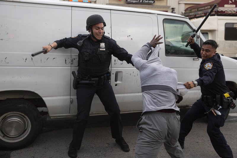 Police clash with protesters in Flatbush, Brooklyn, May 30, 2020