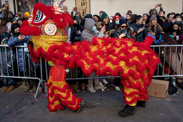 A red animal at the Chinatown Lunar New Year parade