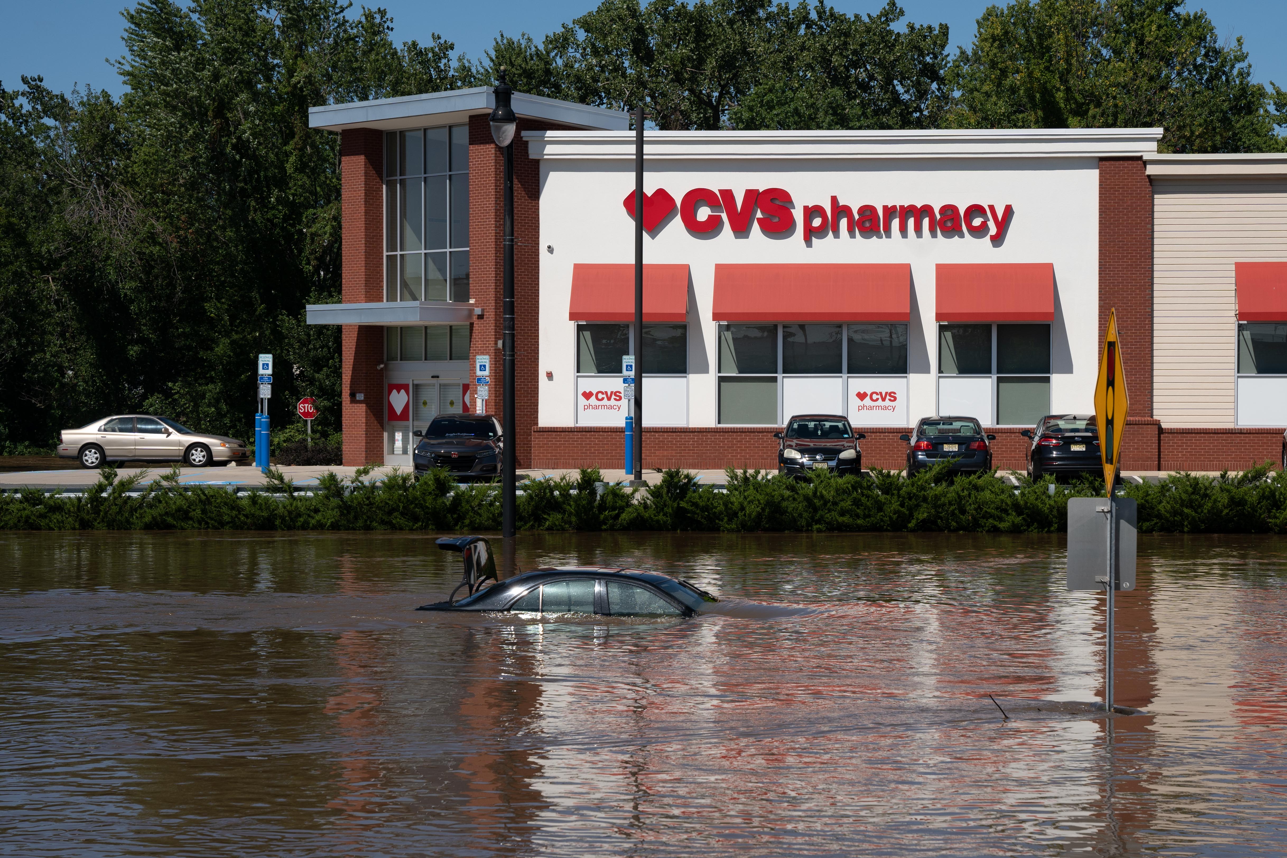 An intersection is flooded by more than 5 feet of water following torrential rains from the remanants of Hurricane Ida in Lodi, N.J., September 2nd, 2021