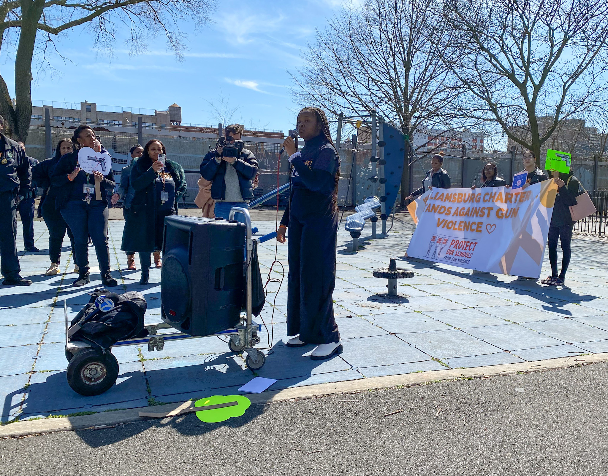 Brooklyn high school where two students were shot during dismissal rallies to end gun violence