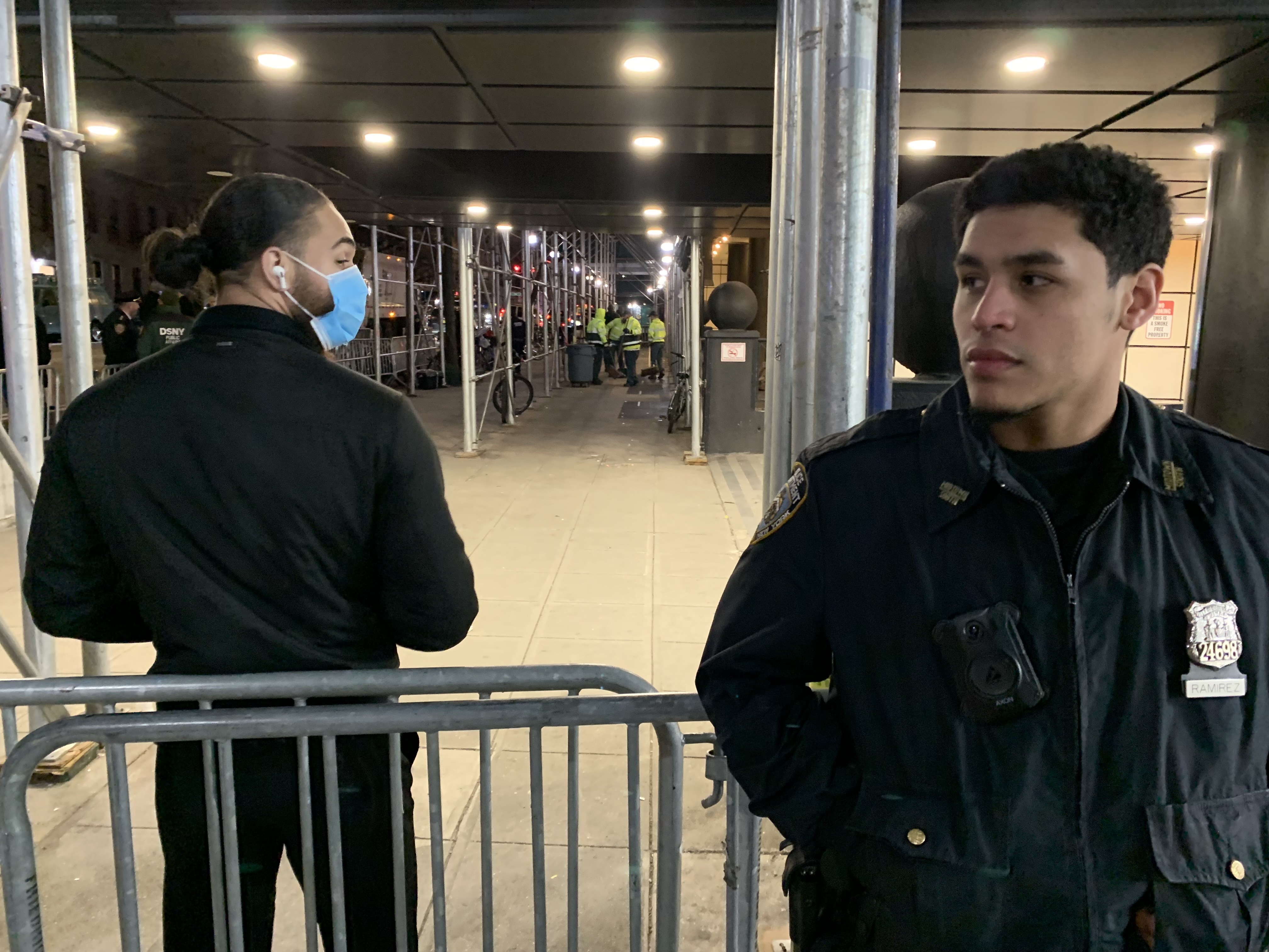 NYPD officers clear migrant encampment at Midtown hotel