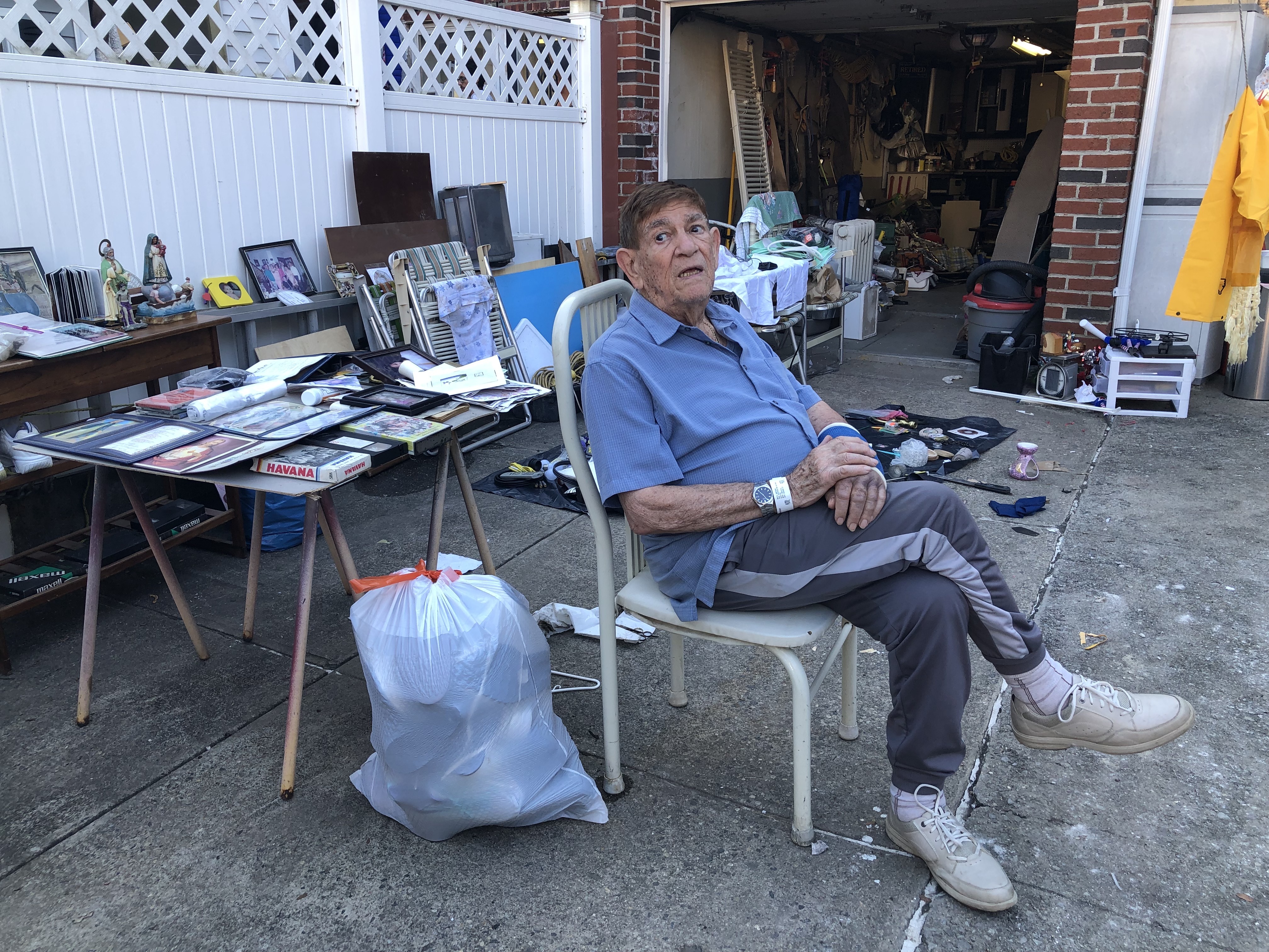 Antonio Mayo, 86, broke his wrist when he slipped during flooding Wednesday night.