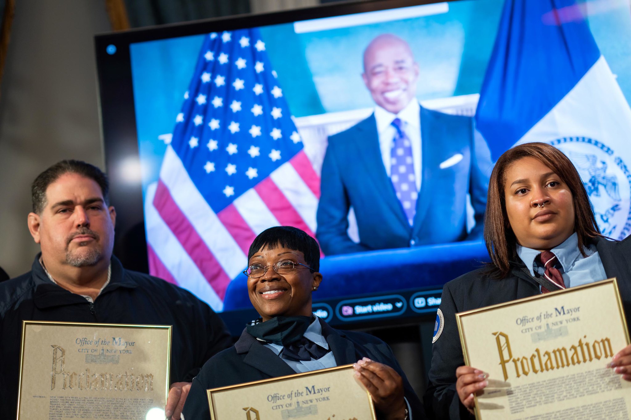 MTA workers honored at City Hall for rescue efforts during subway shooting