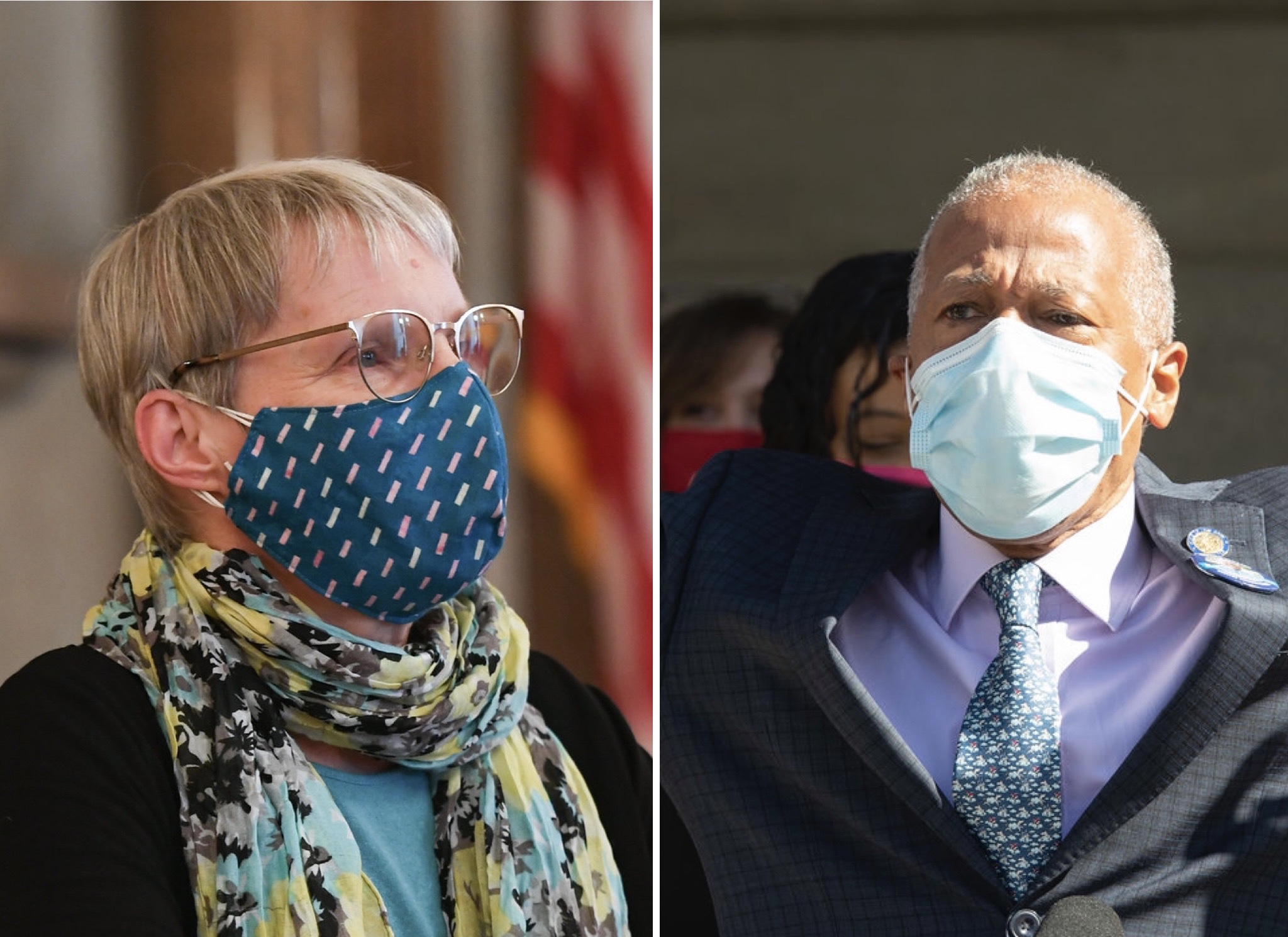 NY senators pose with 9/11-themed banner at Albany climate rally