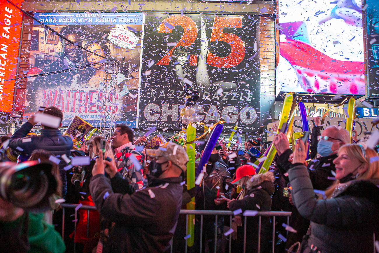 Times Square Welcomes 2002 With Masked And Vaxxed Crowd