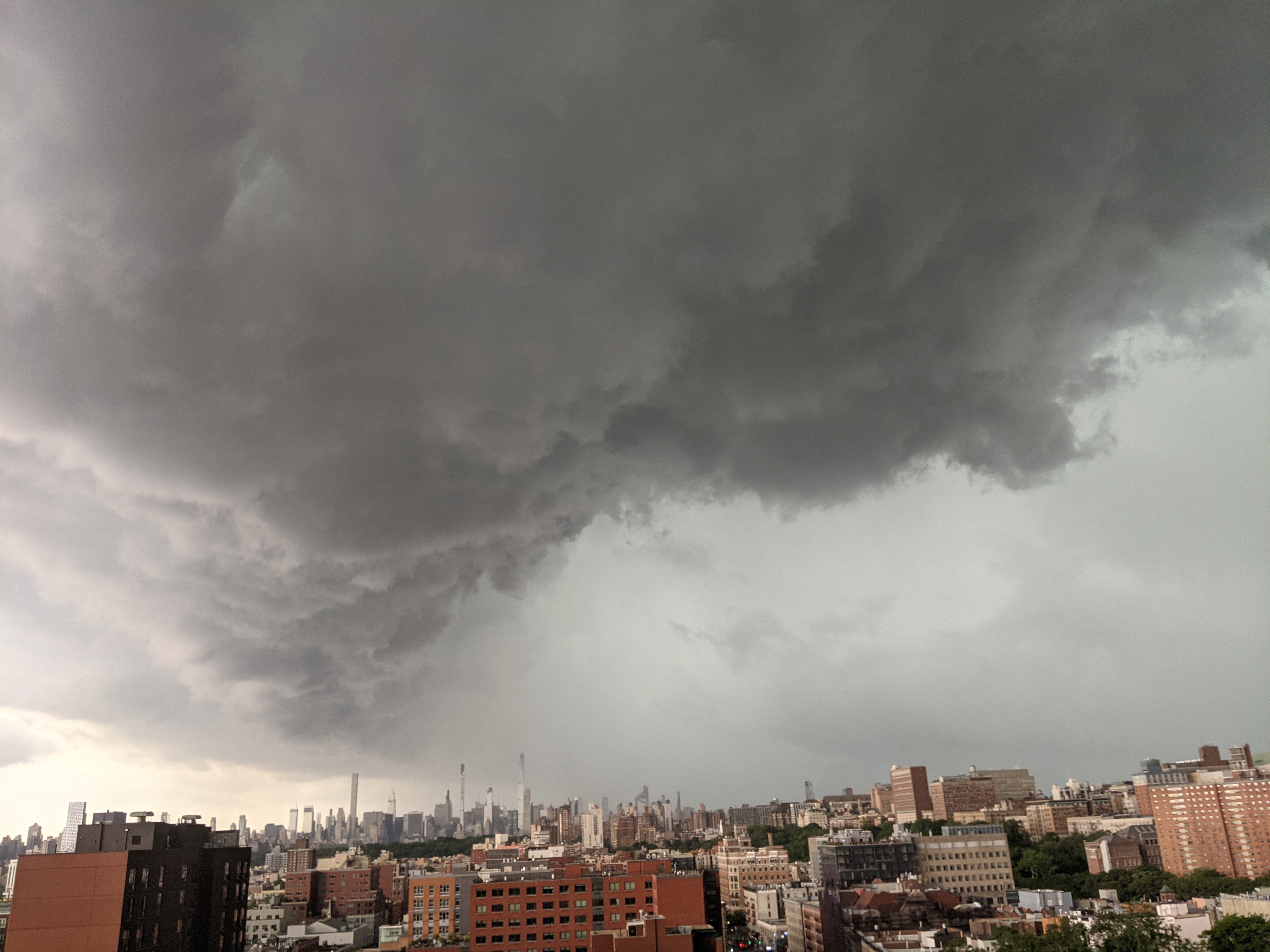 A photo of a storm over Manhattan