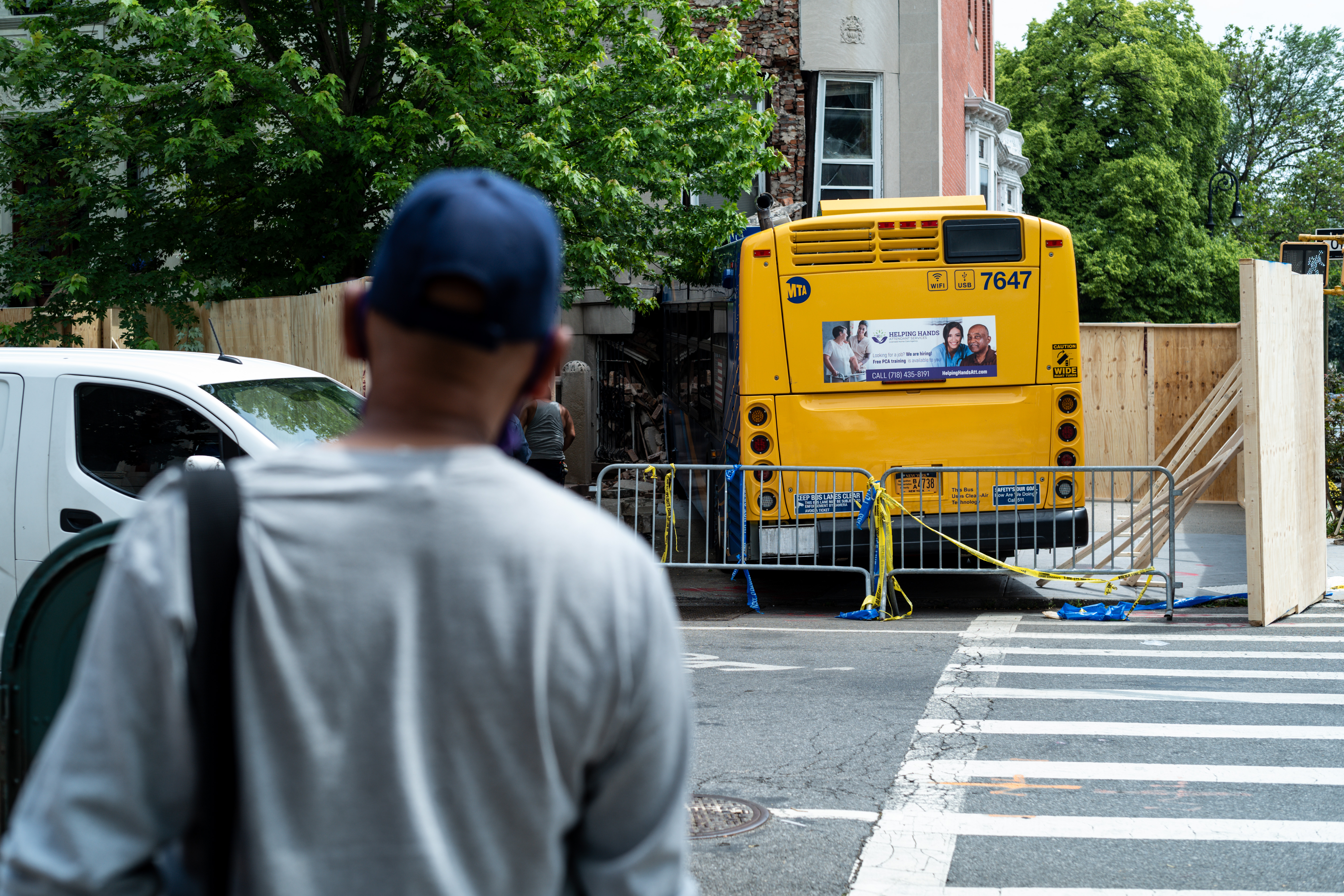 MTA Bus That Crashed Into Brooklyn Townhouse Is Still Stuck