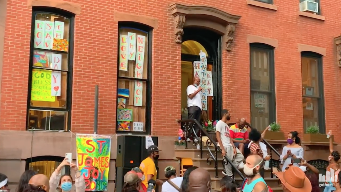 A group having a block party in Brooklyn