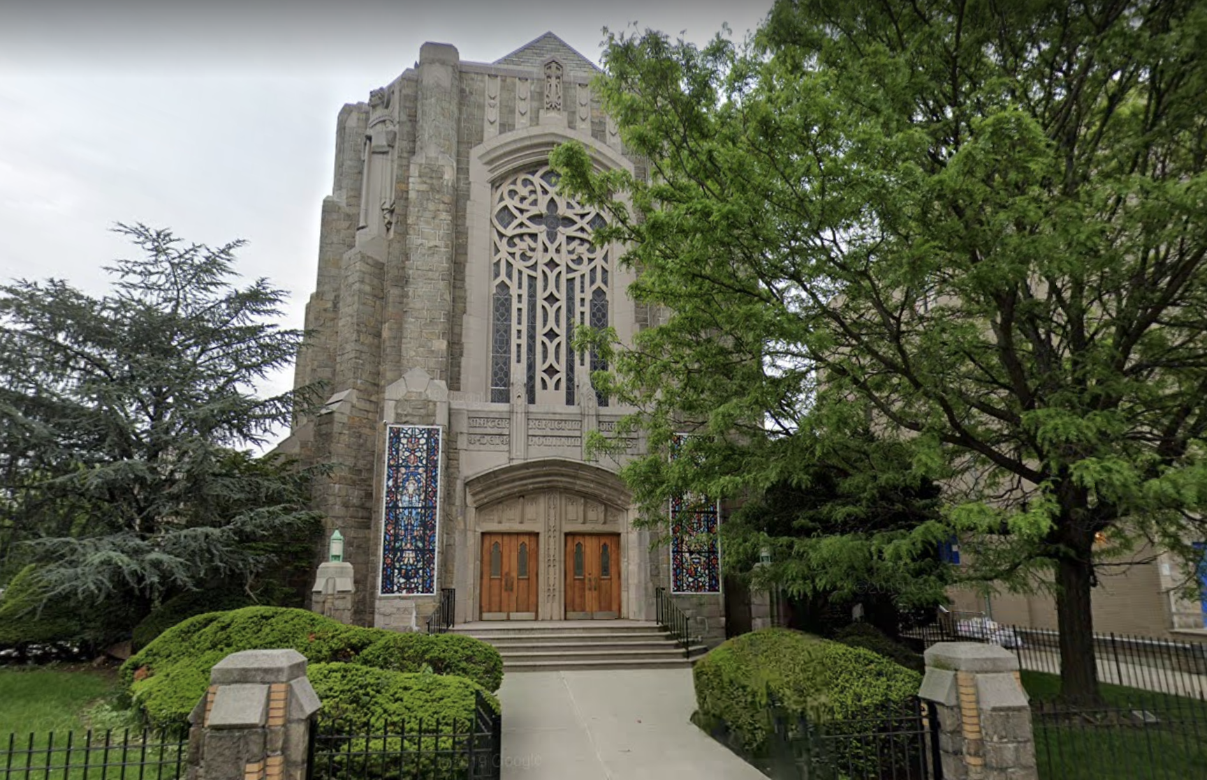 A picture of Our Lady of Refuge Catholic Church in Flatbush, which is in an orange zone and faces limits on number of attendees.