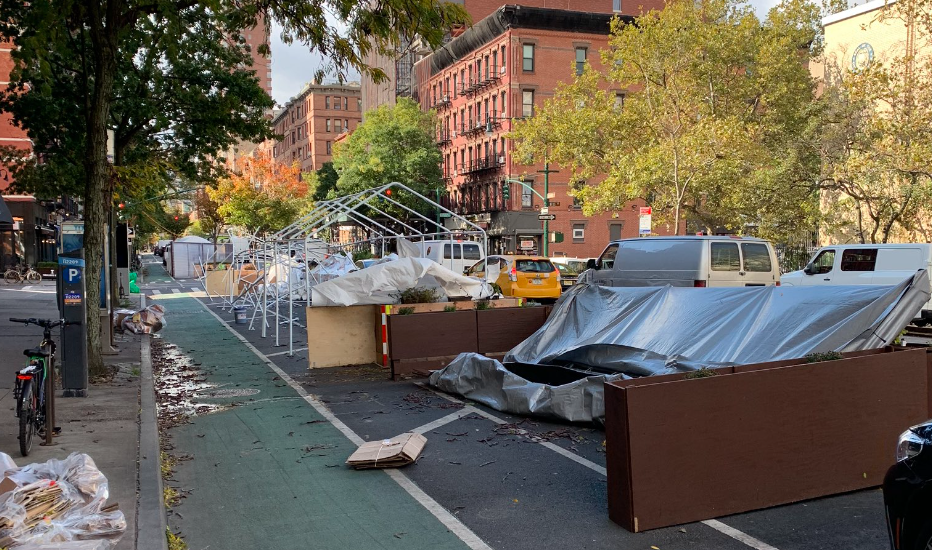 Powerful Winds Put NYC Outdoor Dining Set-Ups To The Test