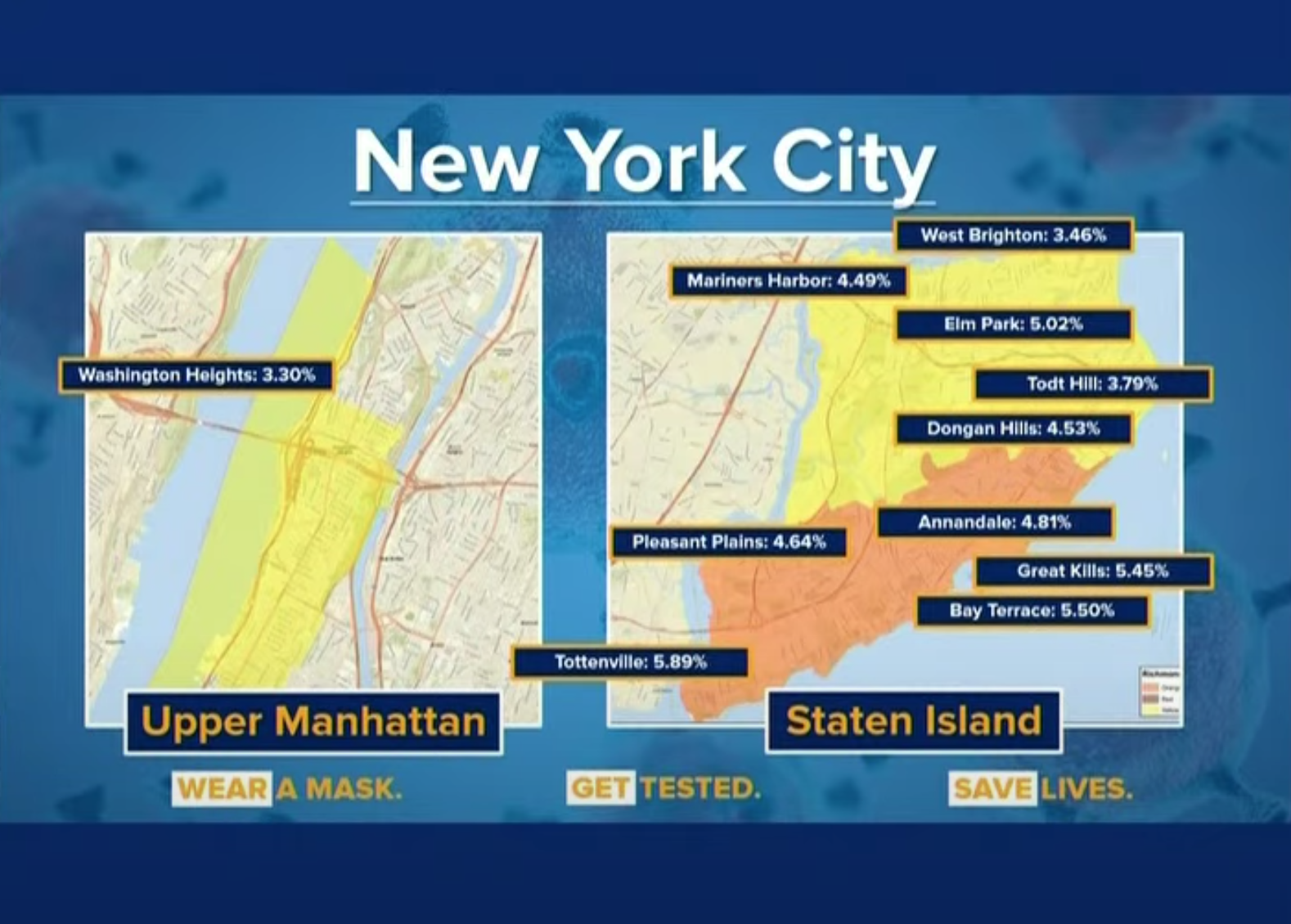 A screenshot of upper Manhattan and Staten Island zones as of Monday November 23rd, 2020
