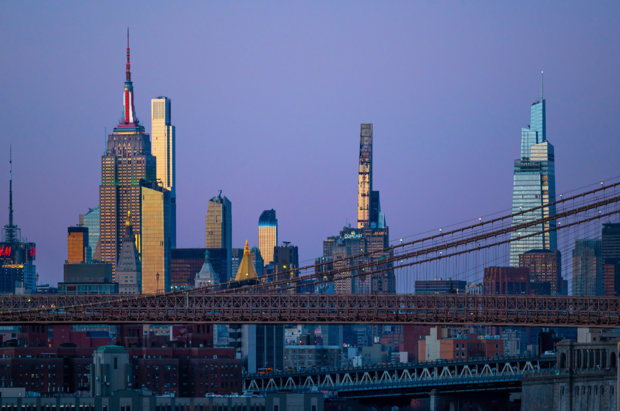 A photo of lower Manhattan skyline