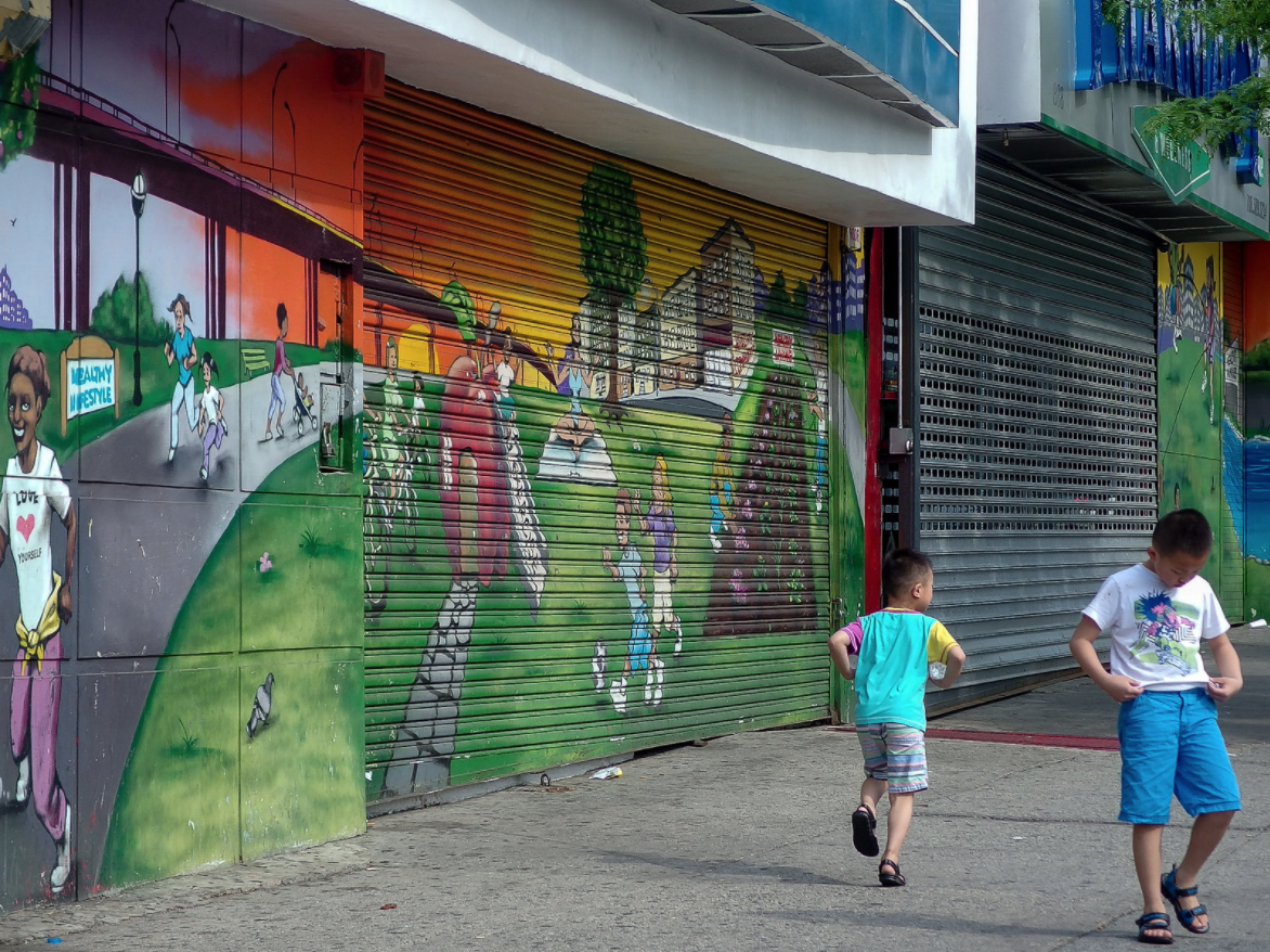 A photo of two kids playing in Hunts Point
