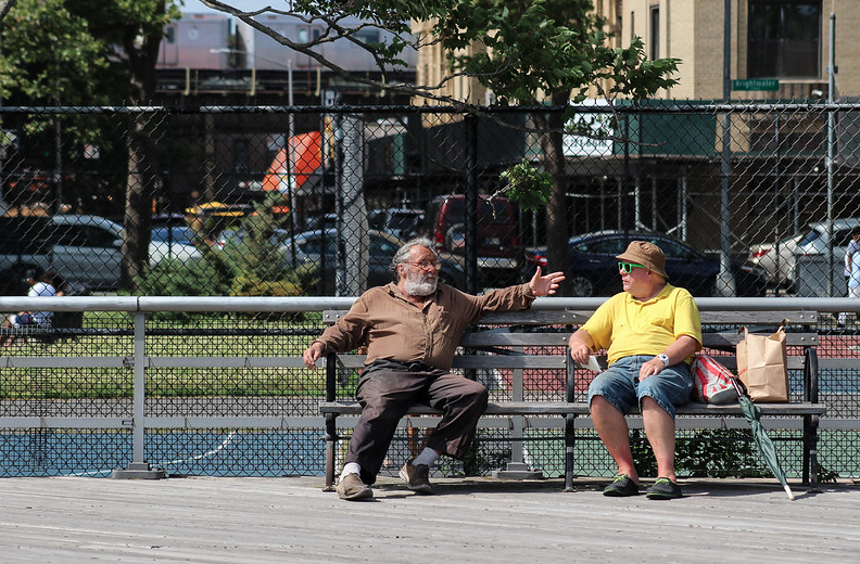 two old guys sittin' on a bench