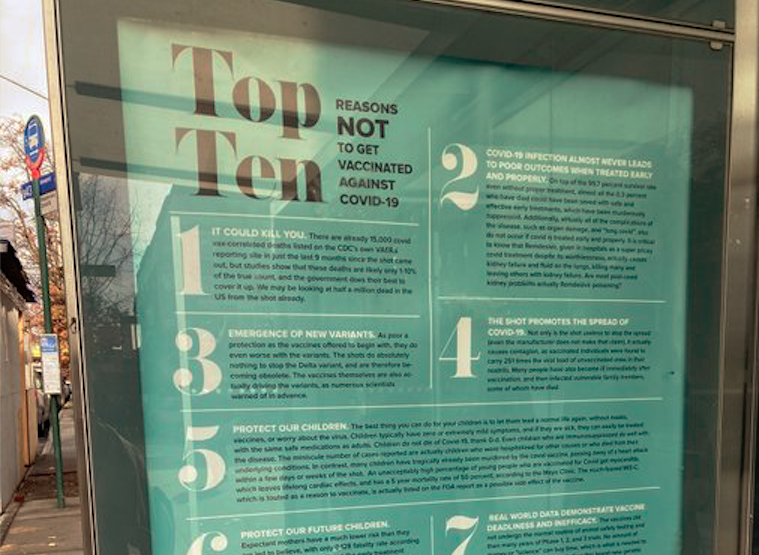 Anti-Vaccination Ad Appears In A Brooklyn Bus Shelter