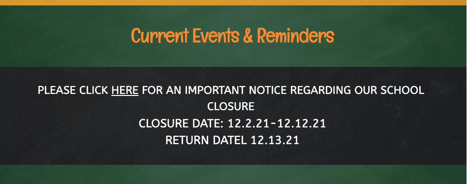 A website banner announcing a school closure.