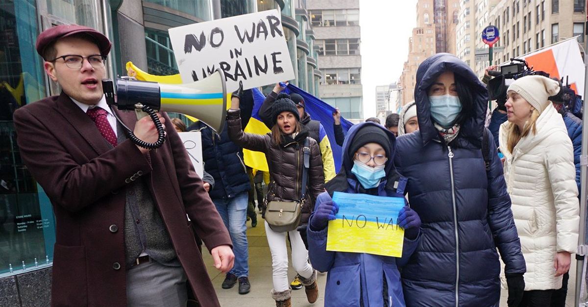 New Yorkers march for Ukraine in wake of Russian strike