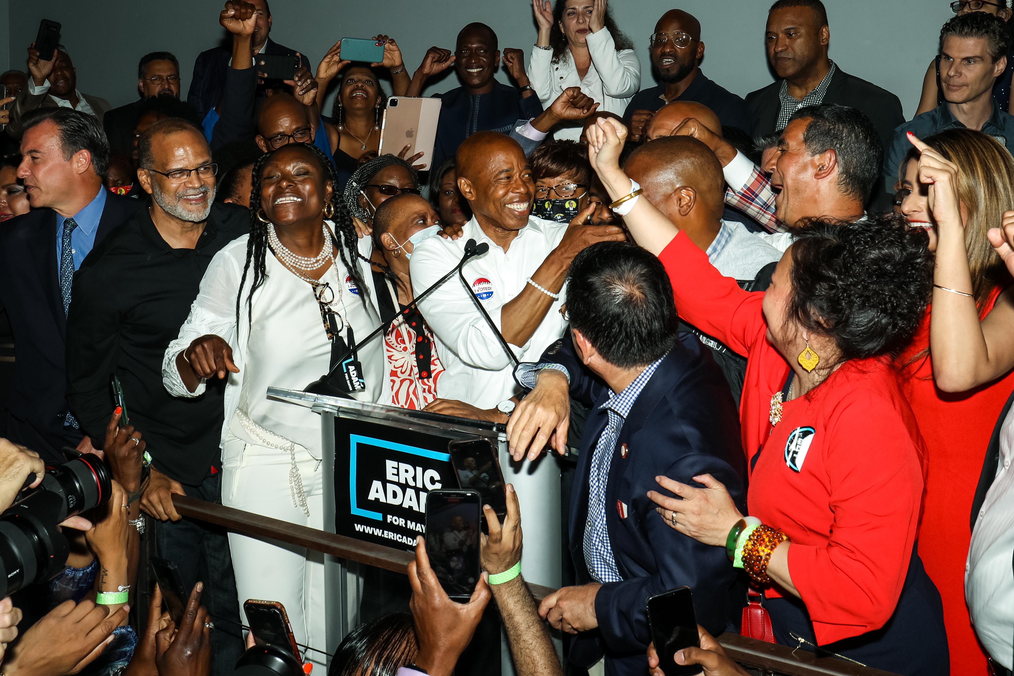 Eric Adams Takes Lead On Primary Night With First Ranked-Choice Tally One Week Away