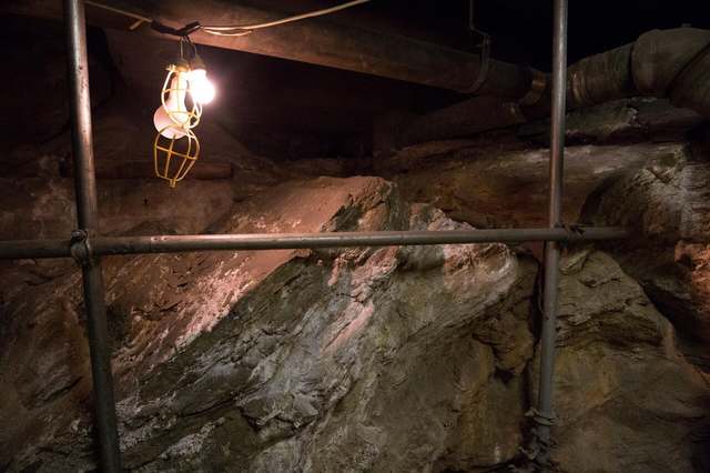 Old shale and bedrock in the basement of Grand Central Terminal.