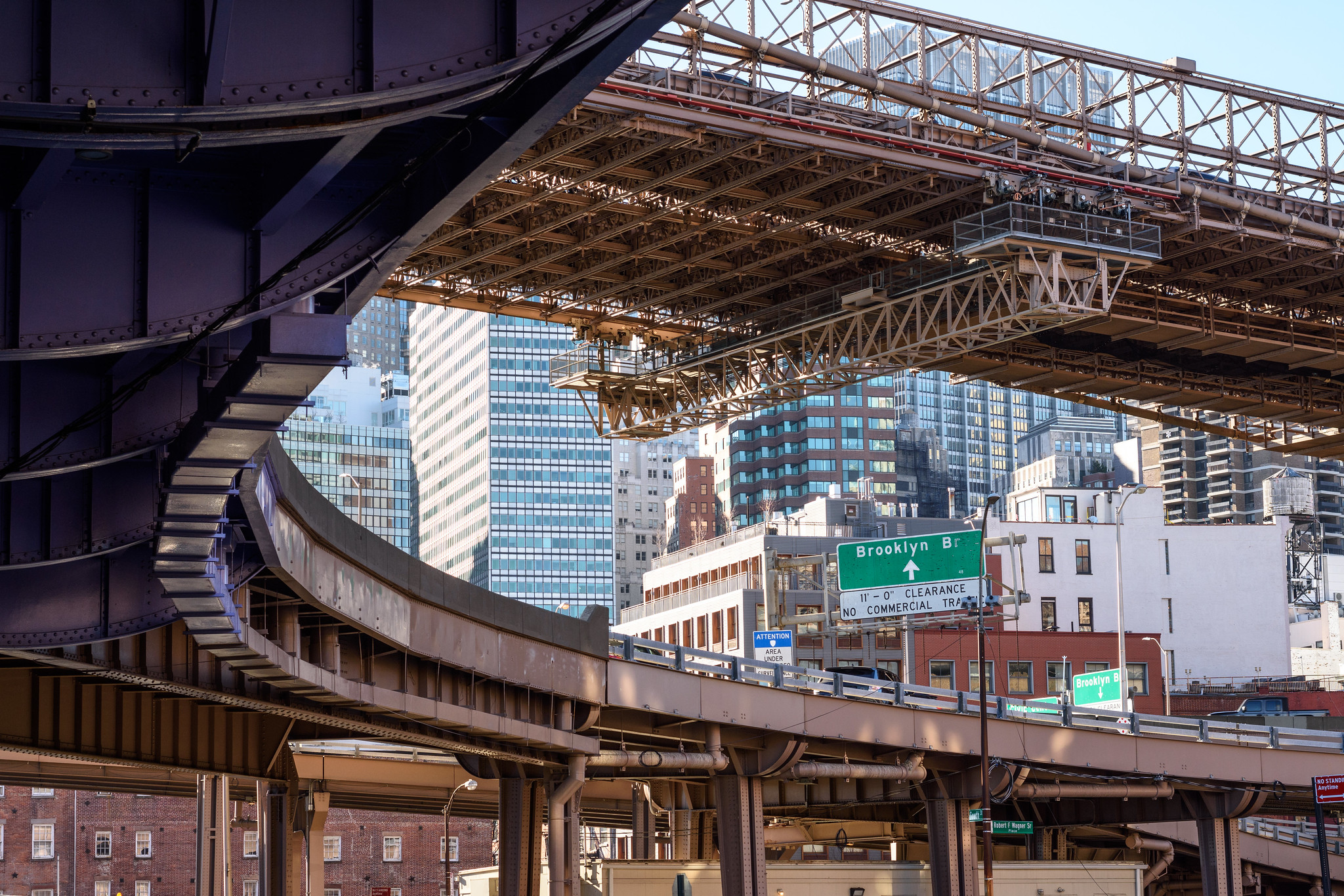 a ramp onto the Brooklyn Bridge