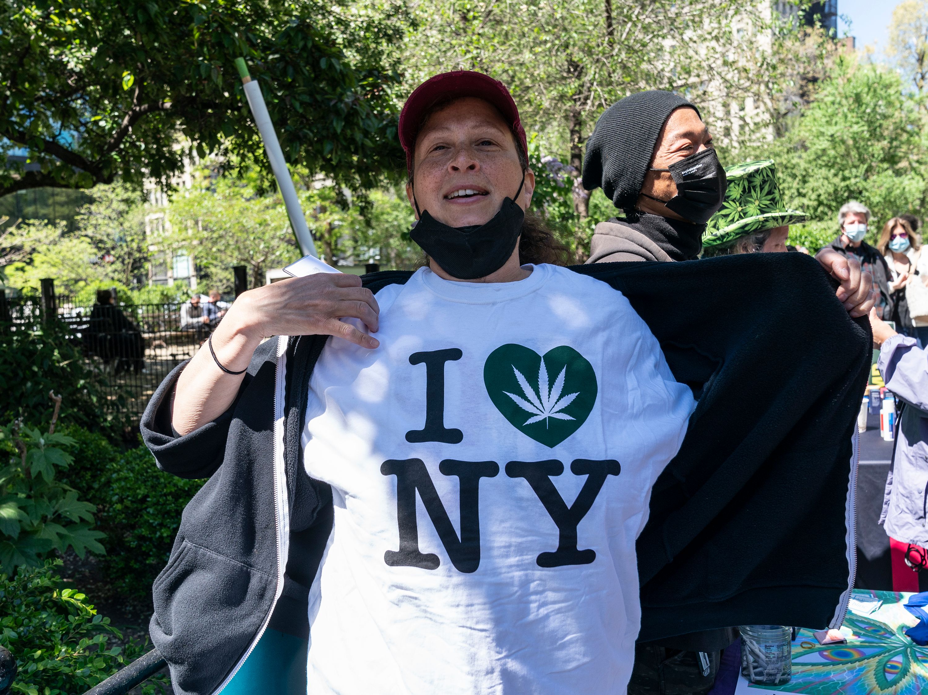People congregate on Union Square for Annual Cannabis rally to celebrate legalization of recreational marijuana in New York State, May 1, 2021.