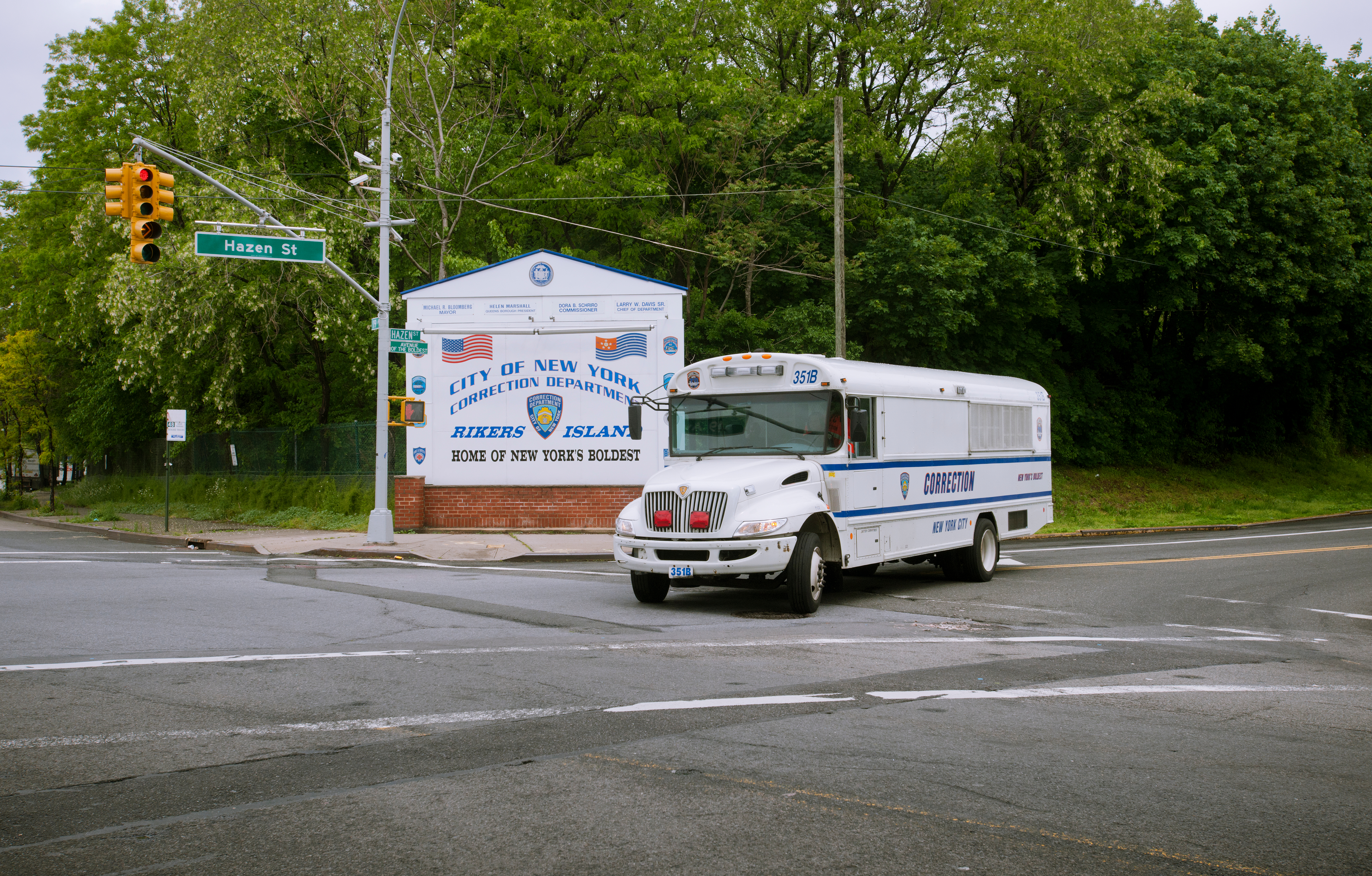 The entrance to the Rikers Island Correctional Facility in Queens.