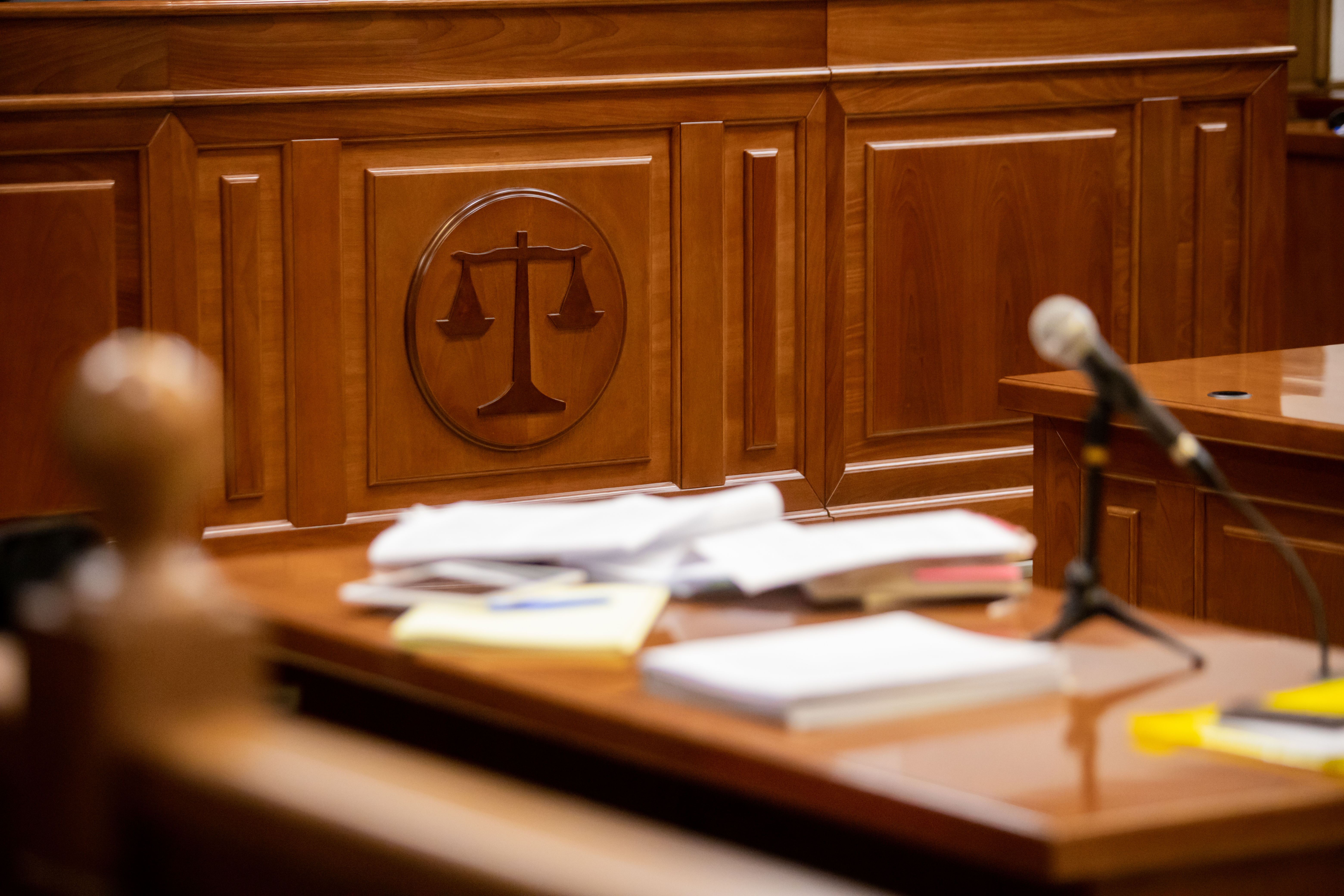 Balance sign in a courtroom