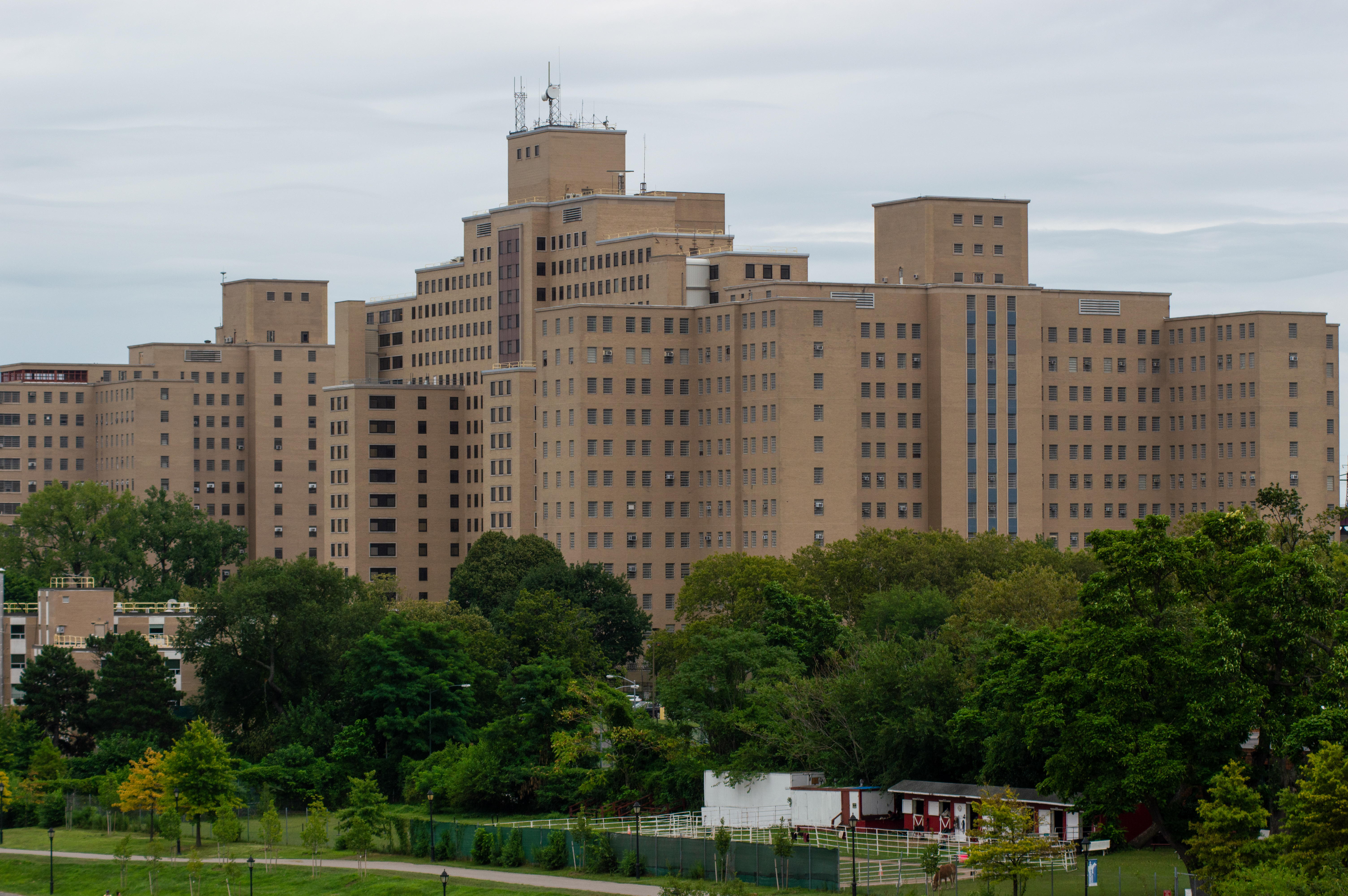 A large complex of buildings on Randall's Island in New York City.
