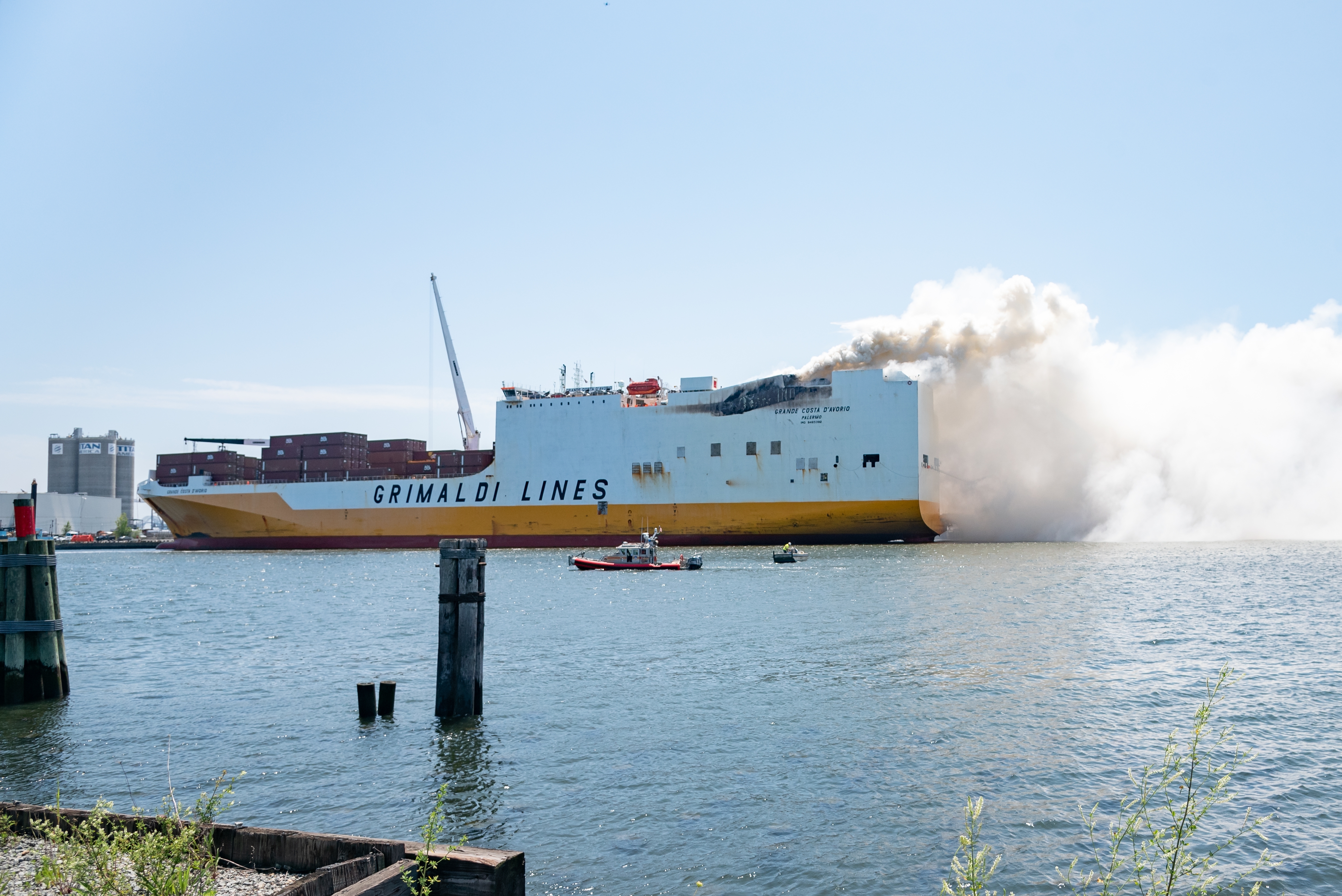 Crews continue to battle cargo ship blaze that killed 2 New Jersey  firefighters – NBC10 Philadelphia