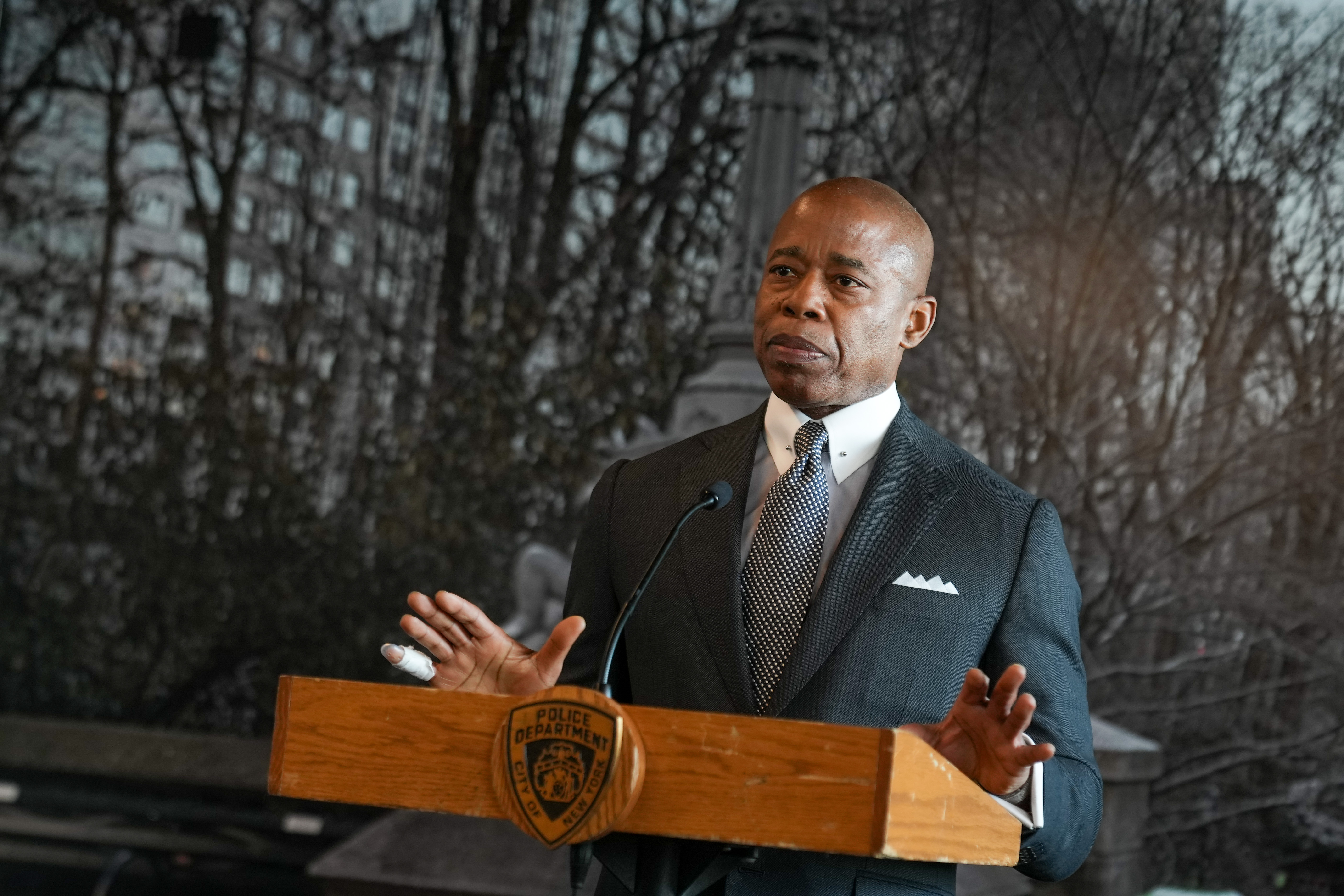 Stuck in quarantine, Adams weighs in on subway shooting