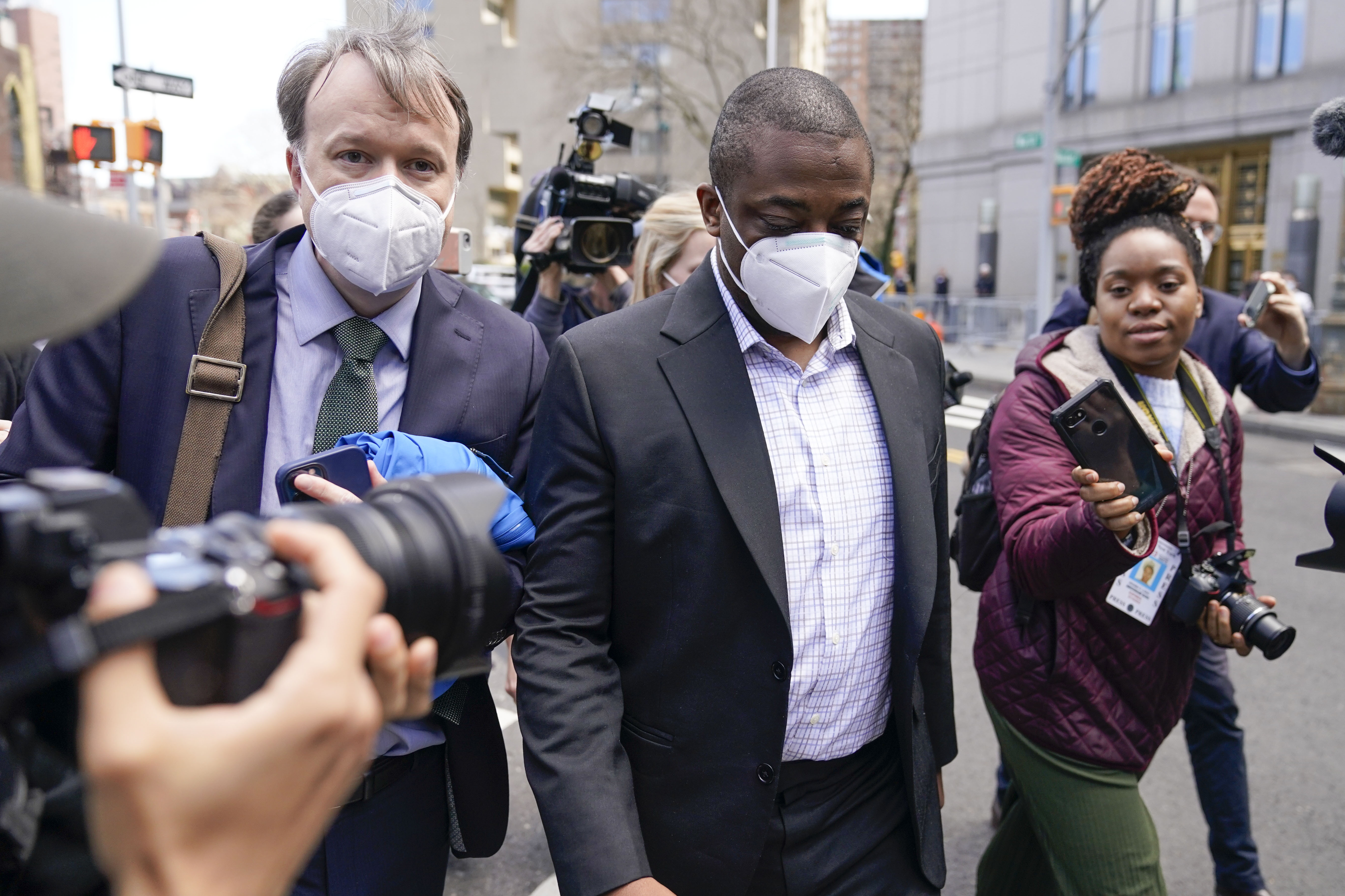 Brian Benjamin exits the federal courthouse on Tuesday.