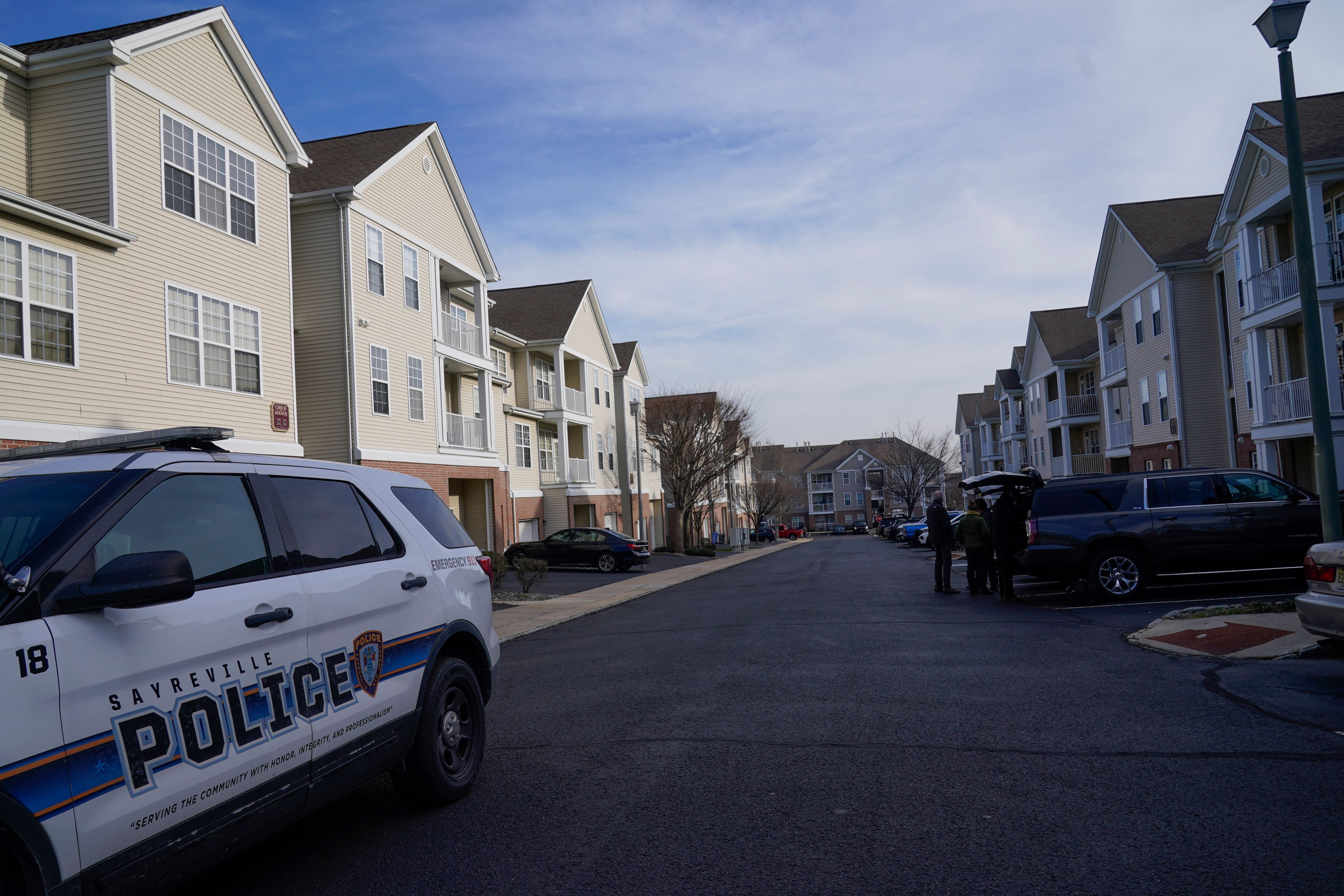 Police investigate Feb. 2 at the townhome community where Sayreville Councilwoman Eunice Dwumfour was shot and killed the night before.