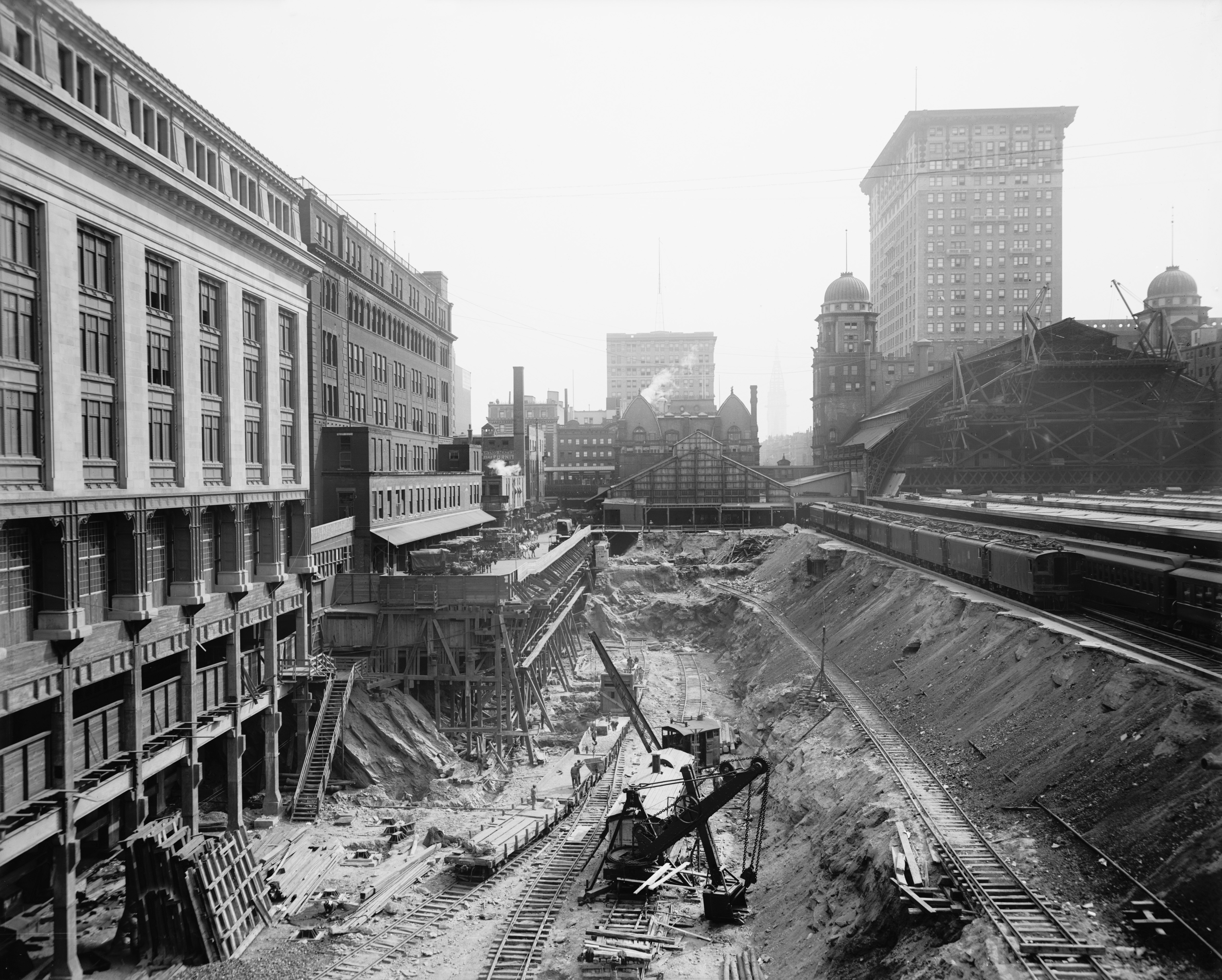 Excavation of the Grand Central Terminal, circa 1908.