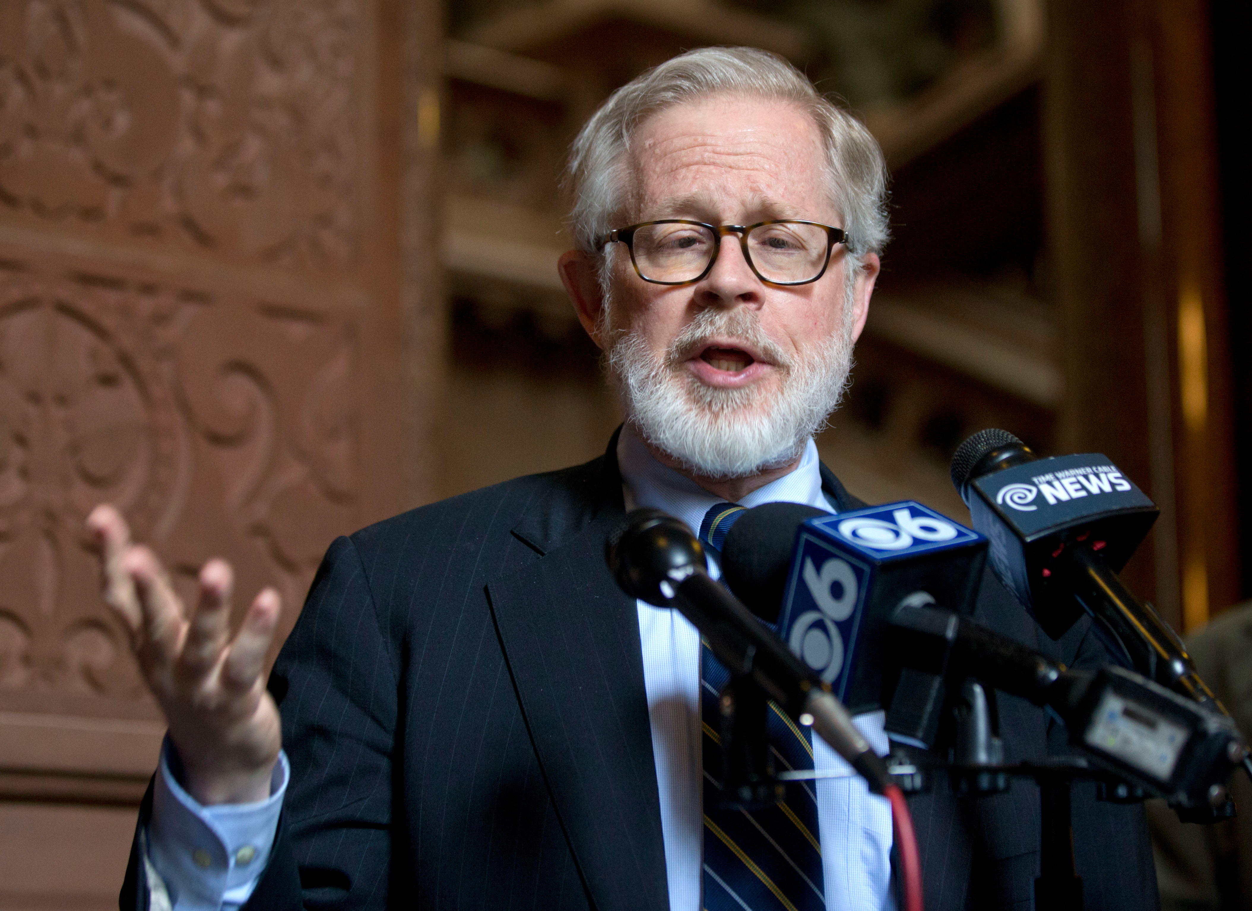 Assemblymember Richard Gottfried, D-Manhattan, speaks about legislation to legalize aid in dying during a news conference at the Capitol in Albany in February 2016. Gottfried will retire from politics after 52 years in office.