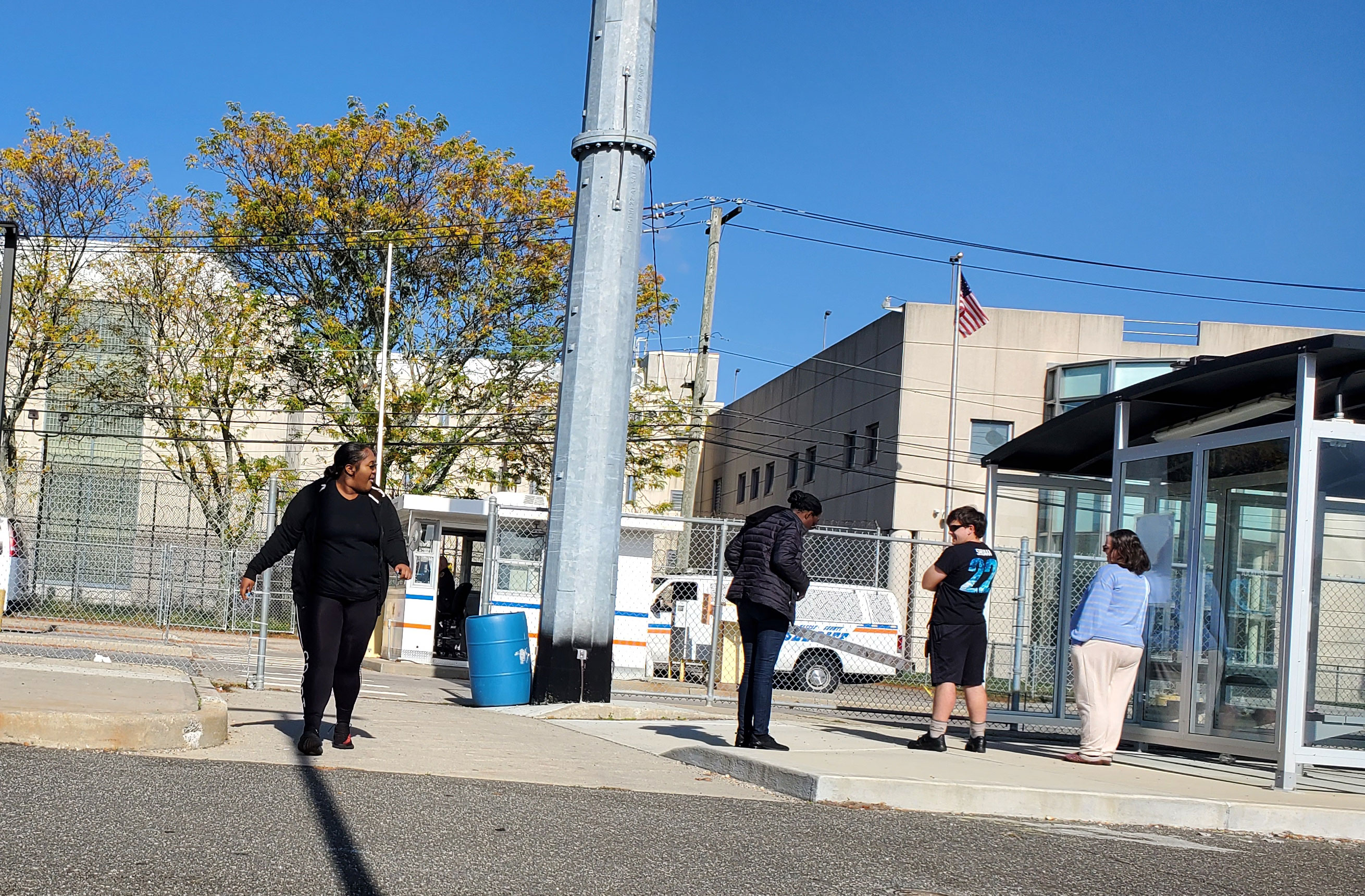 Visitors wait to enter Nassau County Correctional Center.