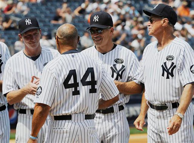 Kay Murcer, right, widow of former New York Yankee Bobby Murcer